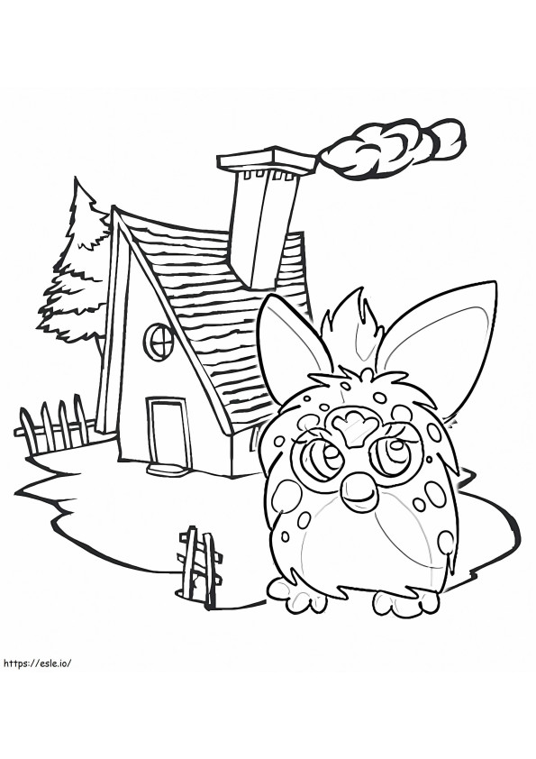 Furby And House coloring page