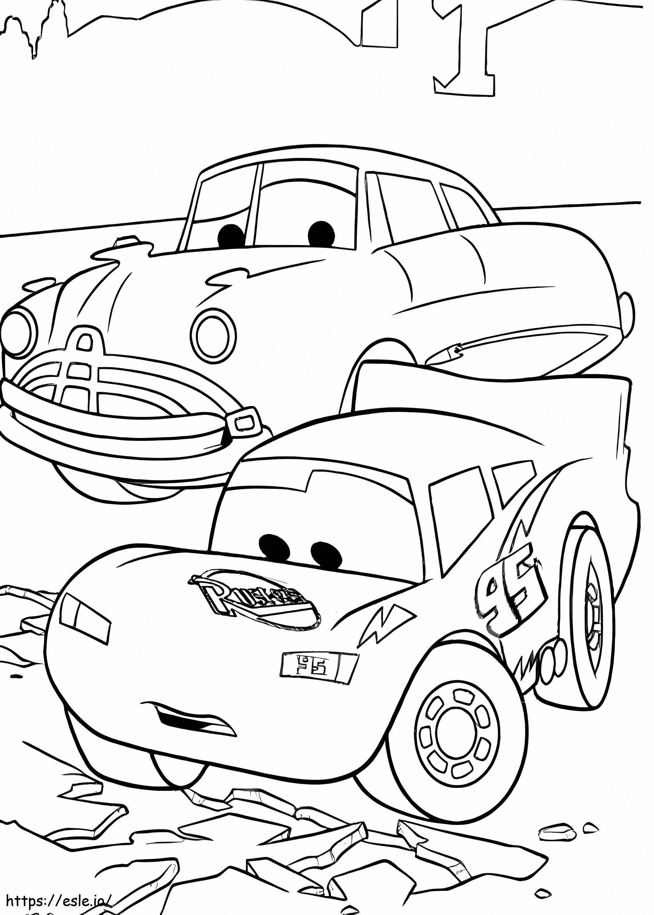 1540785282 Doc And Lighting In Cars Mcqueen Colouring Pages coloring page