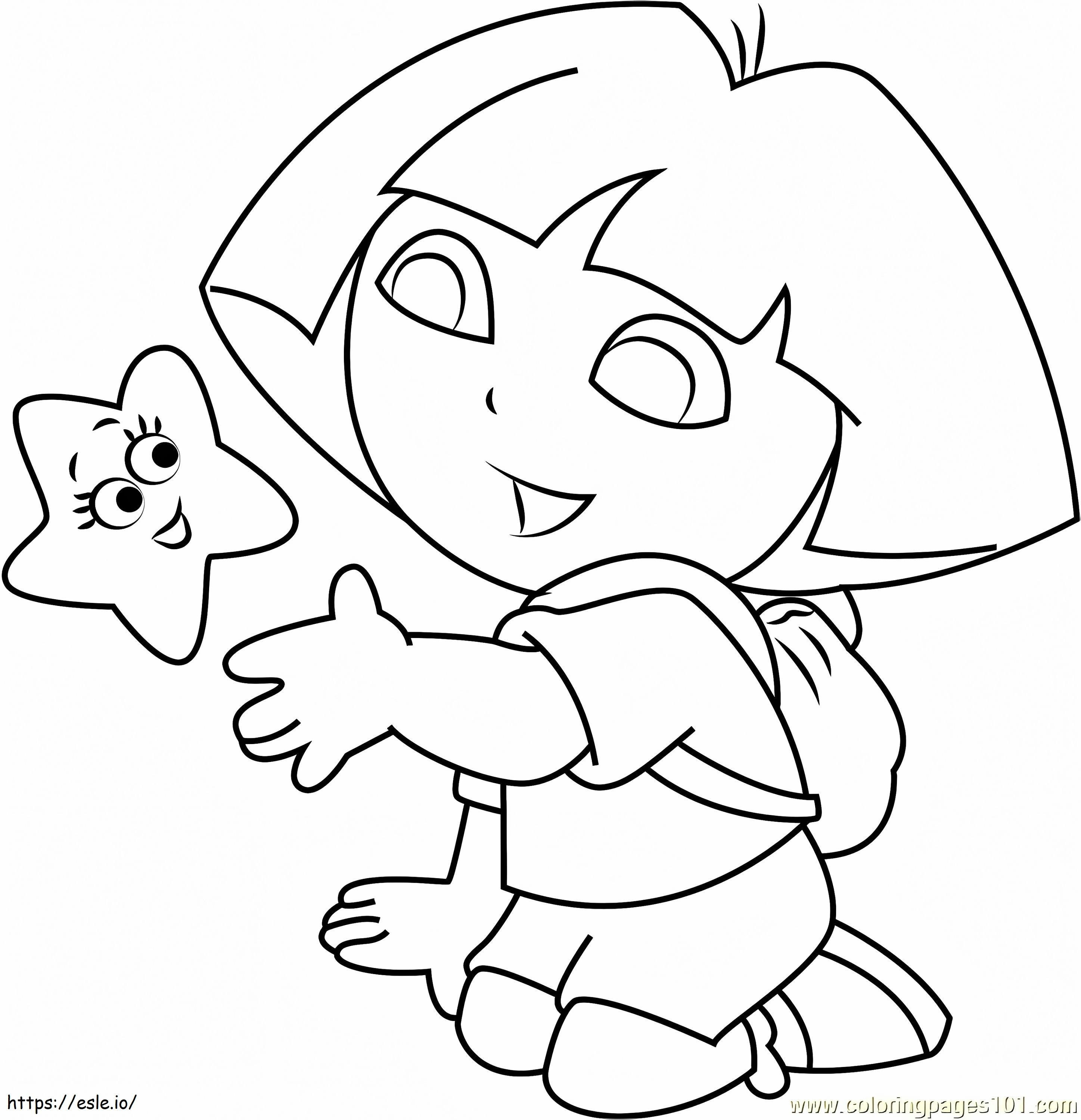 1531187608_Dora con estrella de dibujos animados A4 para colorear