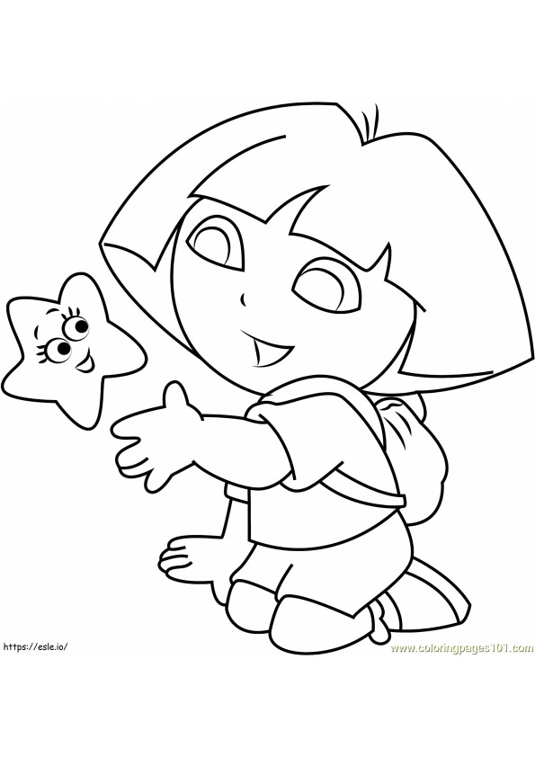 1531187608_Dora com estrela de desenho animado A4 para colorir
