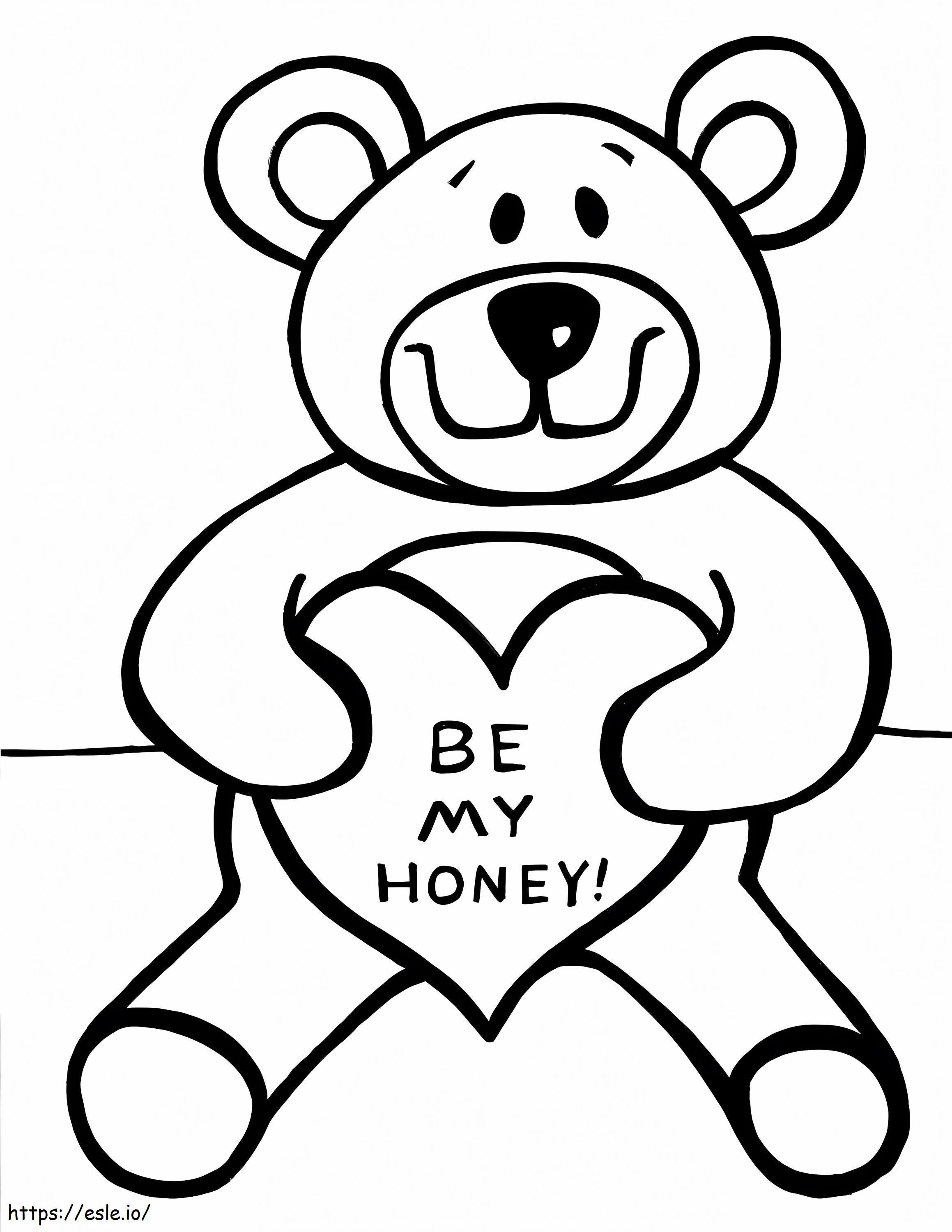 Boneka Beruang Valentine Gambar Mewarnai