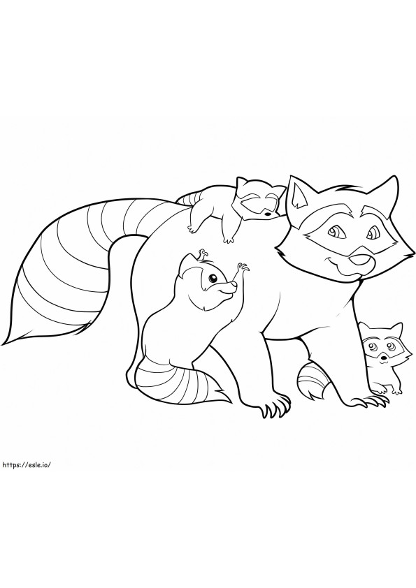 Raccoon Family coloring page