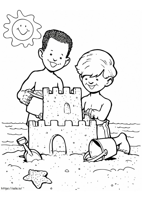 砂の城を建てる ぬりえ - 塗り絵