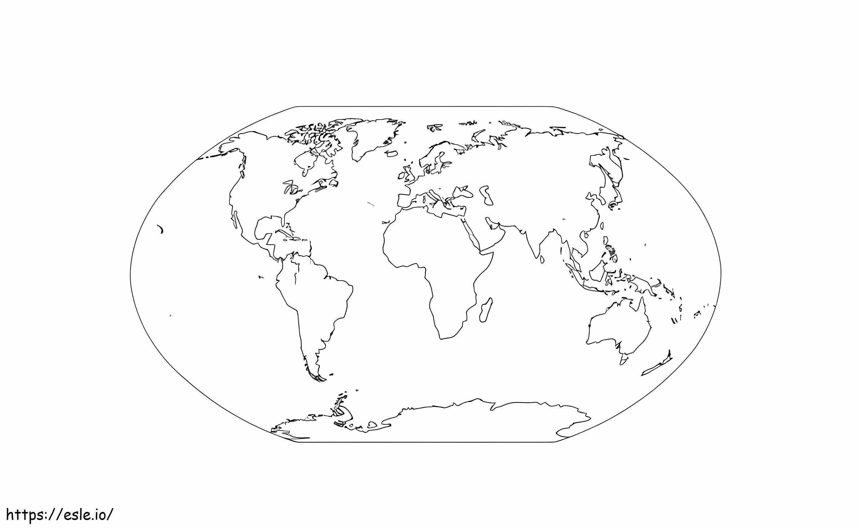 Immagine della mappa del mondo vuota per la colorazione da colorare