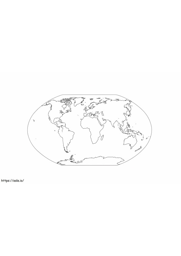 Imagem de mapa mundial em branco para colorir para colorir