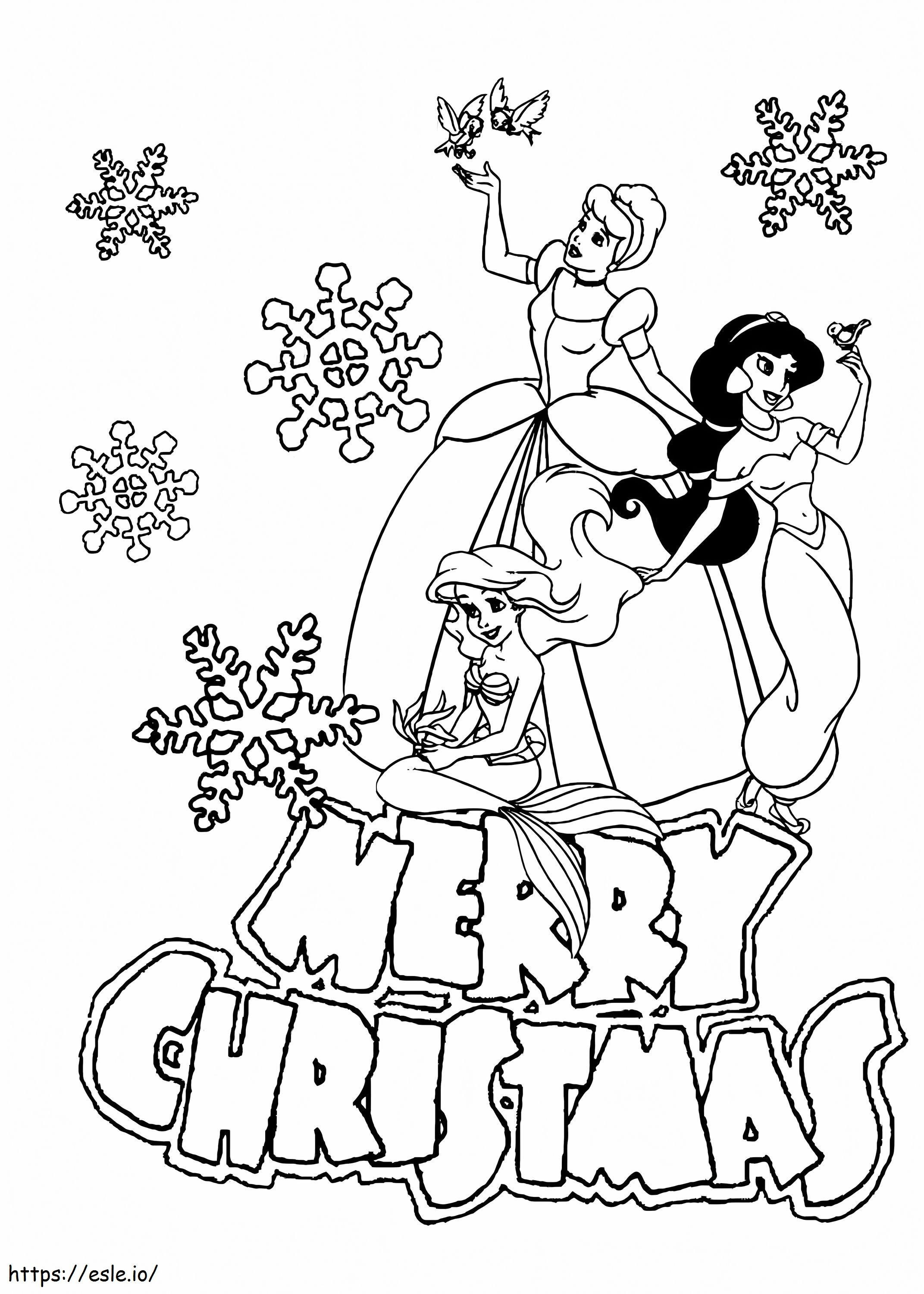 Wesołych Świąt z księżniczkami Disneya kolorowanka