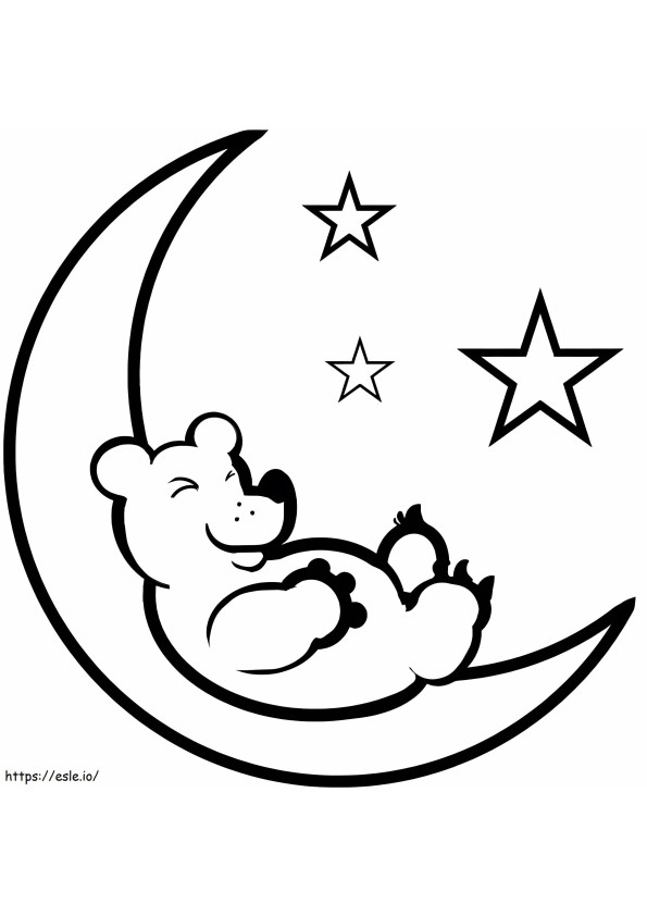 Bear Lying On The Moon coloring page