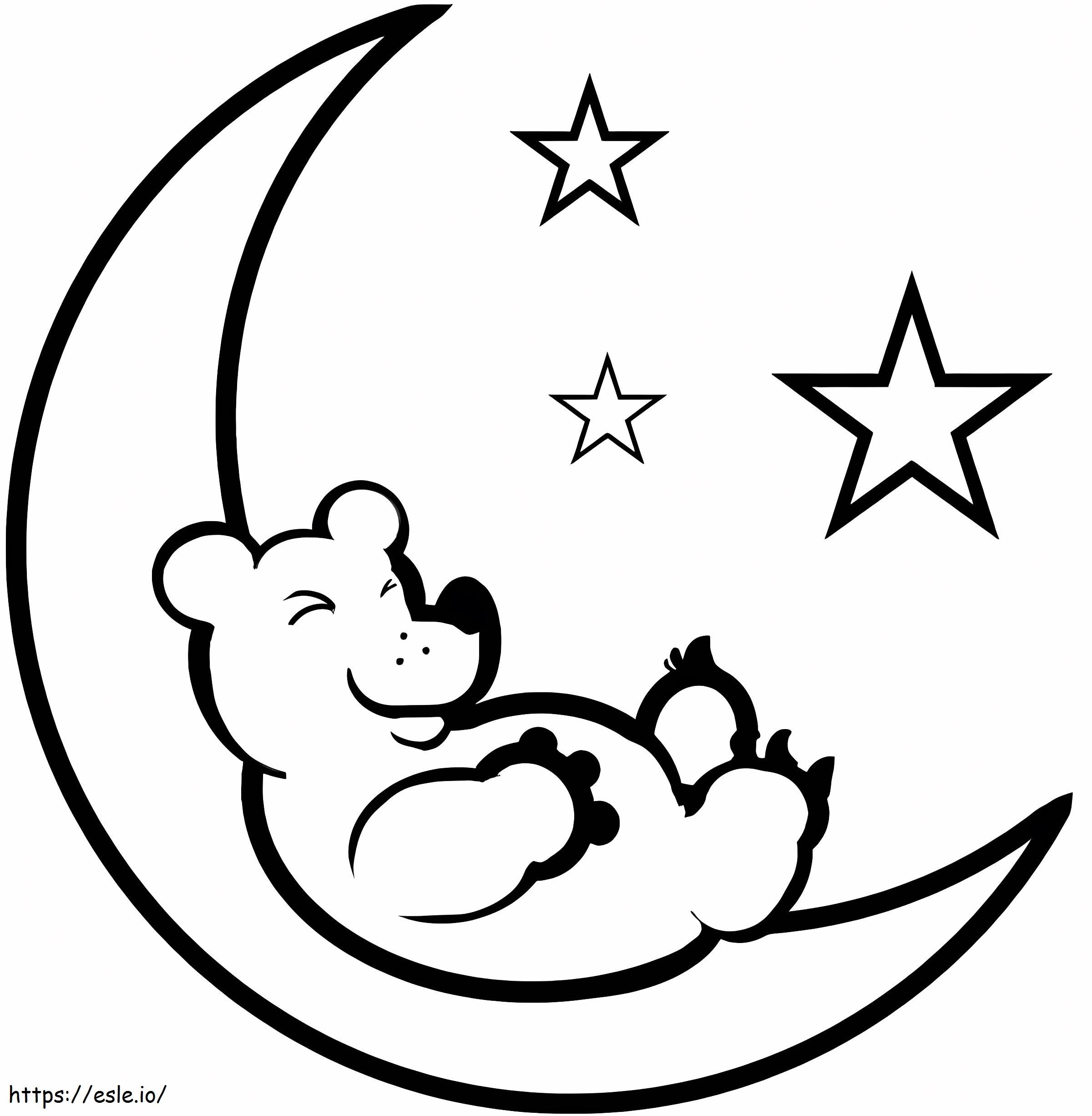 Orso sdraiato sulla luna da colorare