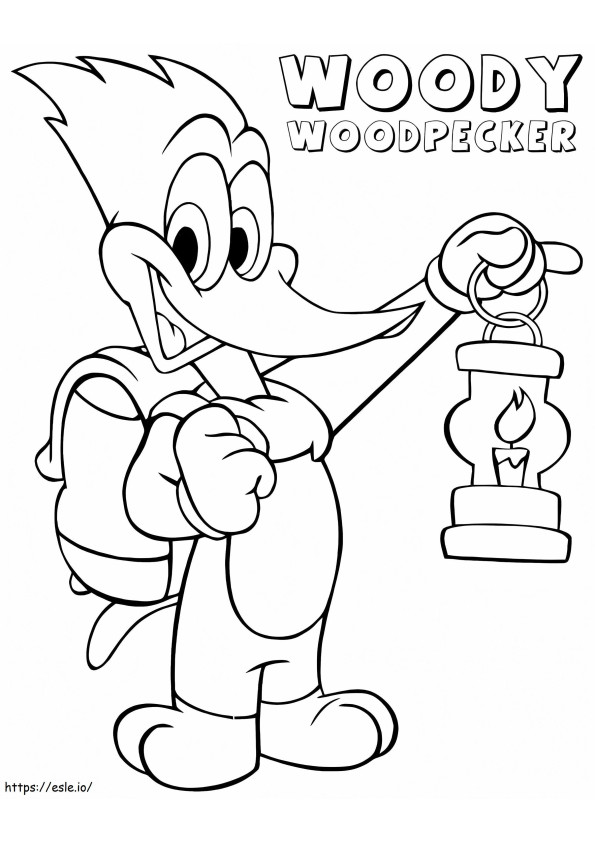 Coloriage Woody Woodpecker avec lampe à huile à imprimer dessin