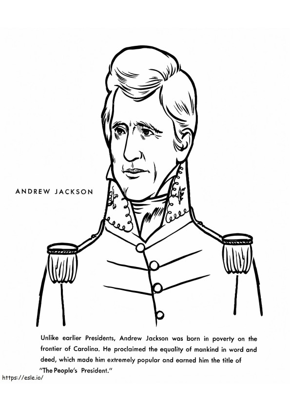 De Amerikaanse president Andrew Jackson kleurplaat