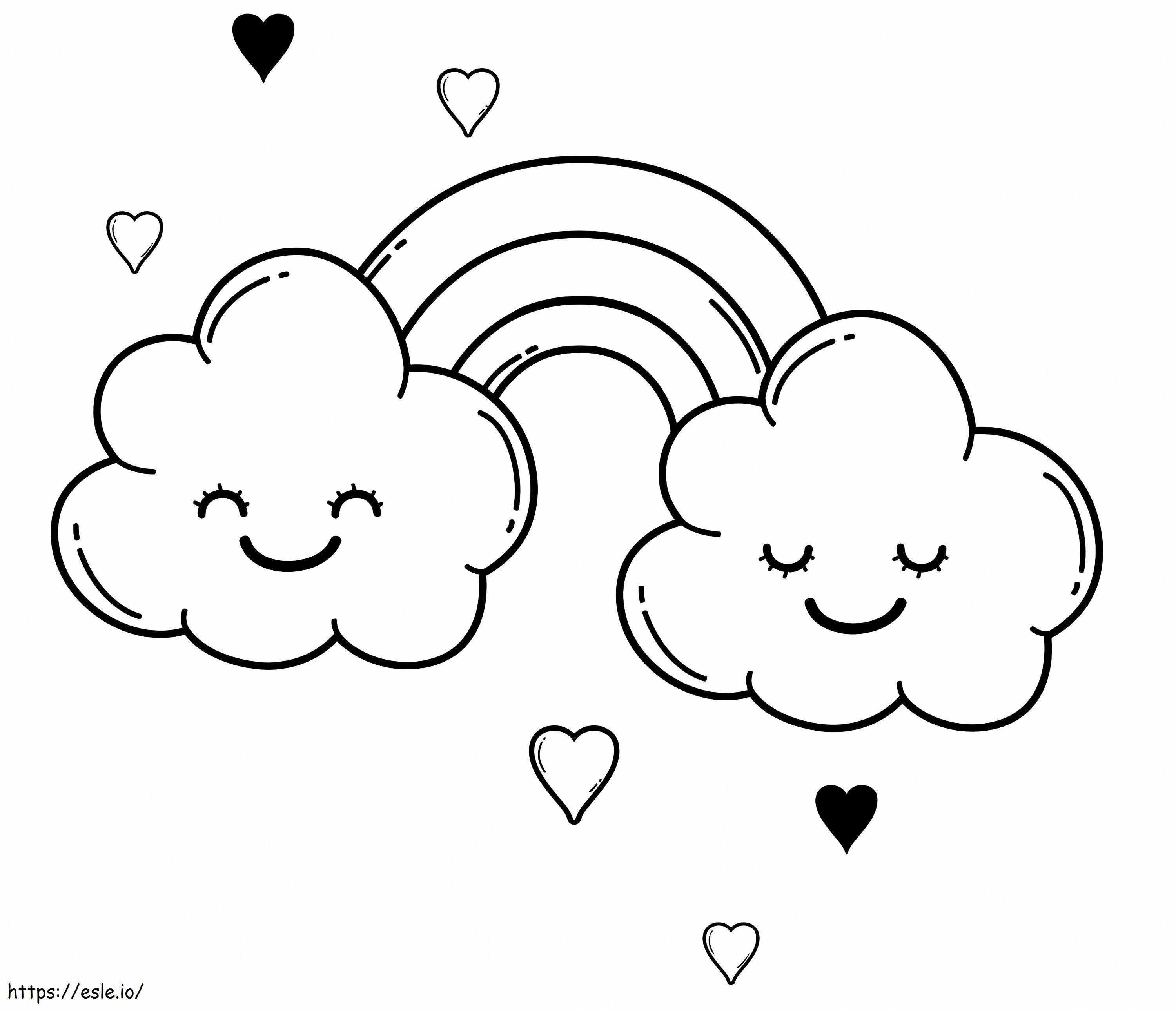 Lovely Rainbow And Cloud coloring page