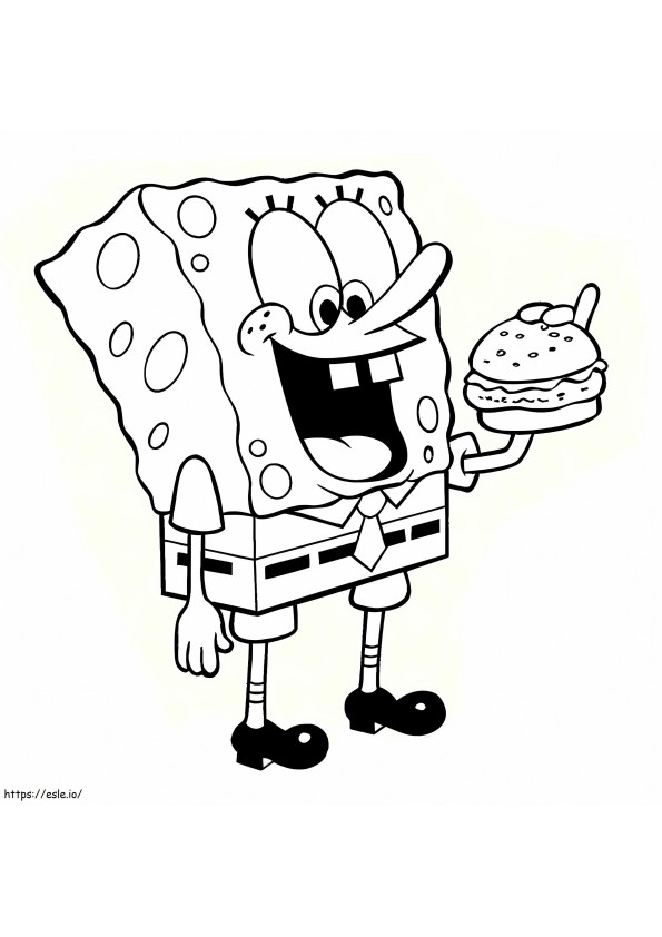 1532661164 Spongebob eet hamburger A4 kleurplaat