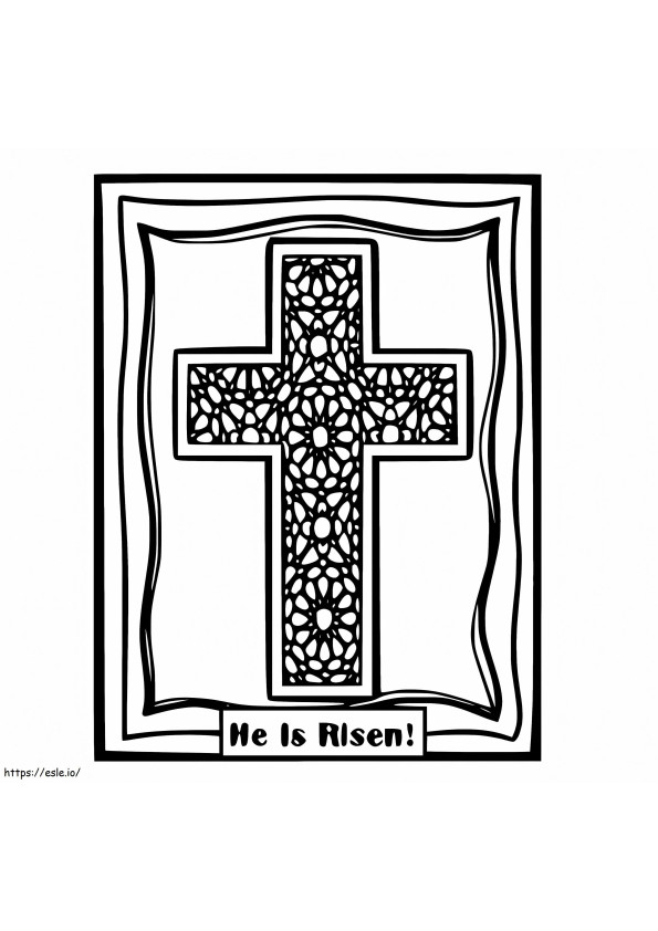He Is Risen Cross coloring page