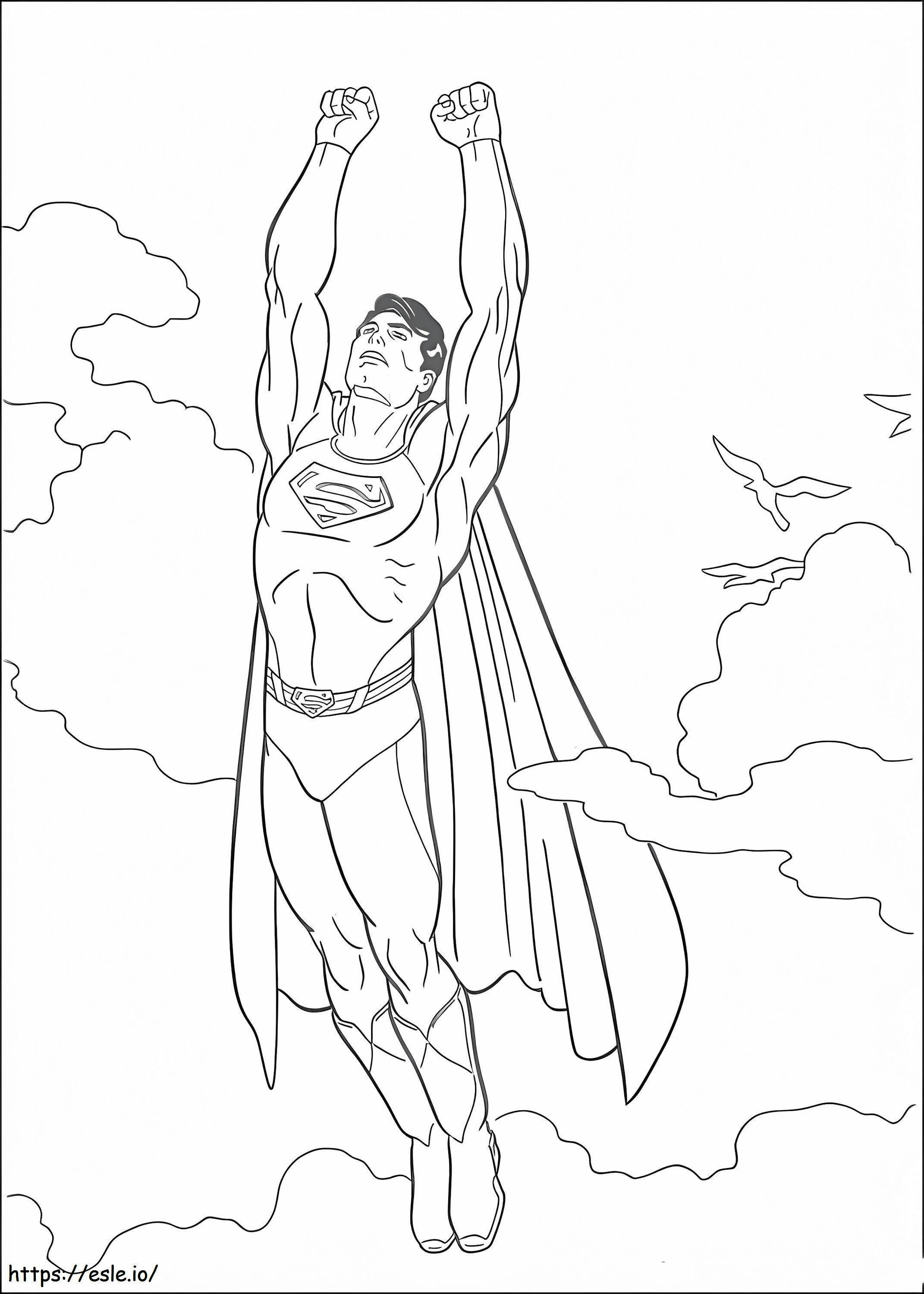 Superman în cer de colorat