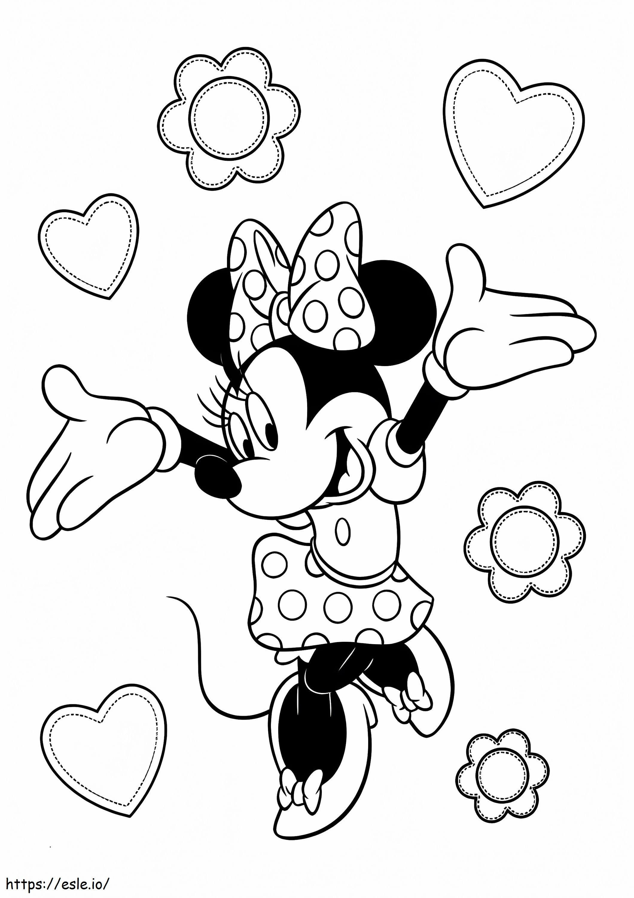 Minnie Mouse met hart kleurplaat kleurplaat