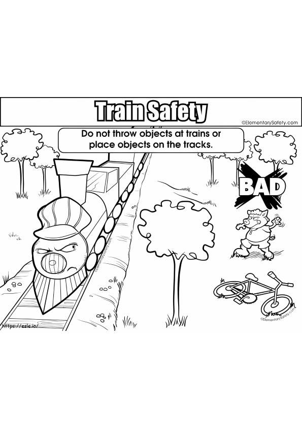 Tulostettava junaturvallisuus värityskuva