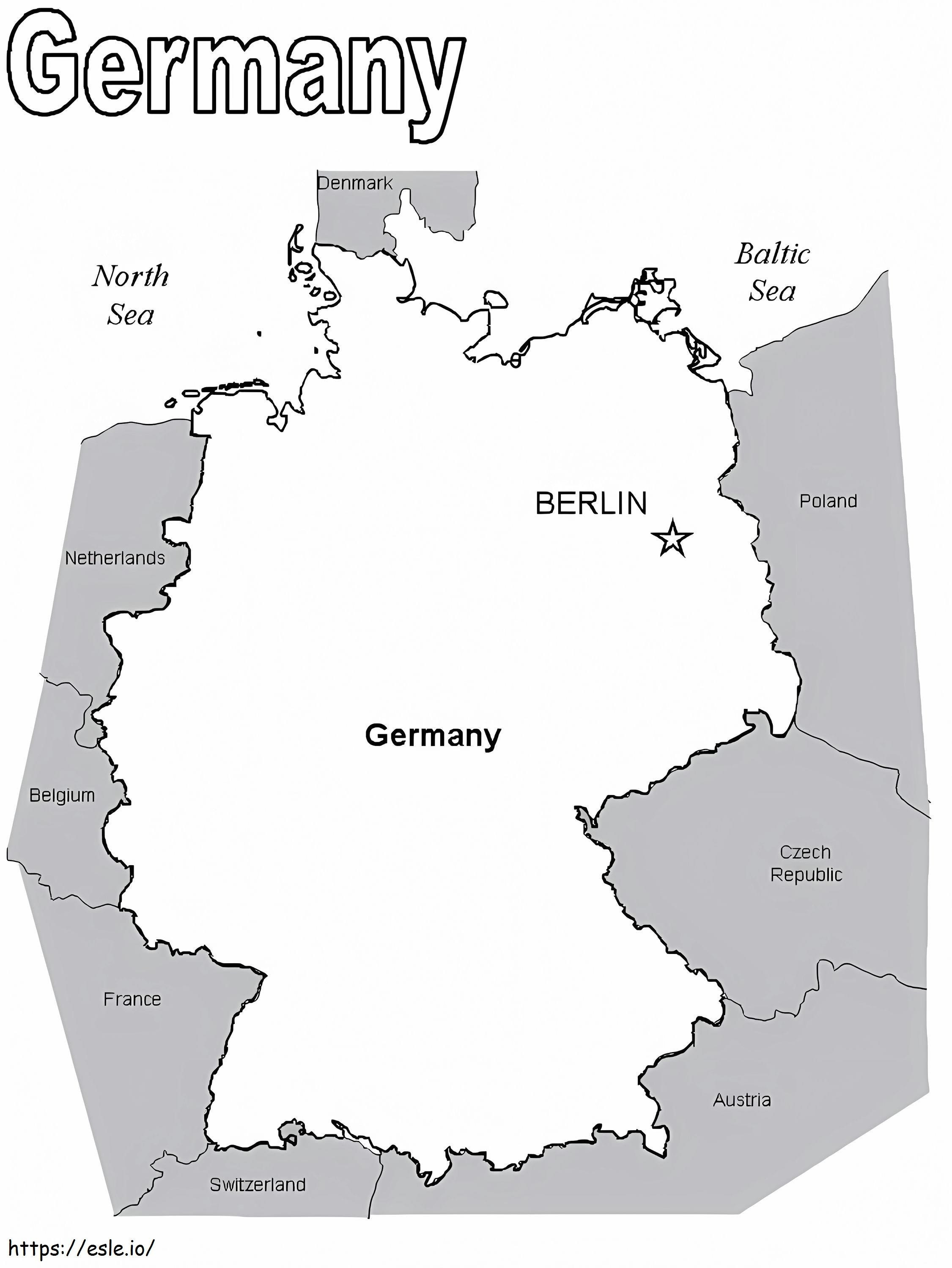 Almanya Haritası Boyama Sayfası boyama
