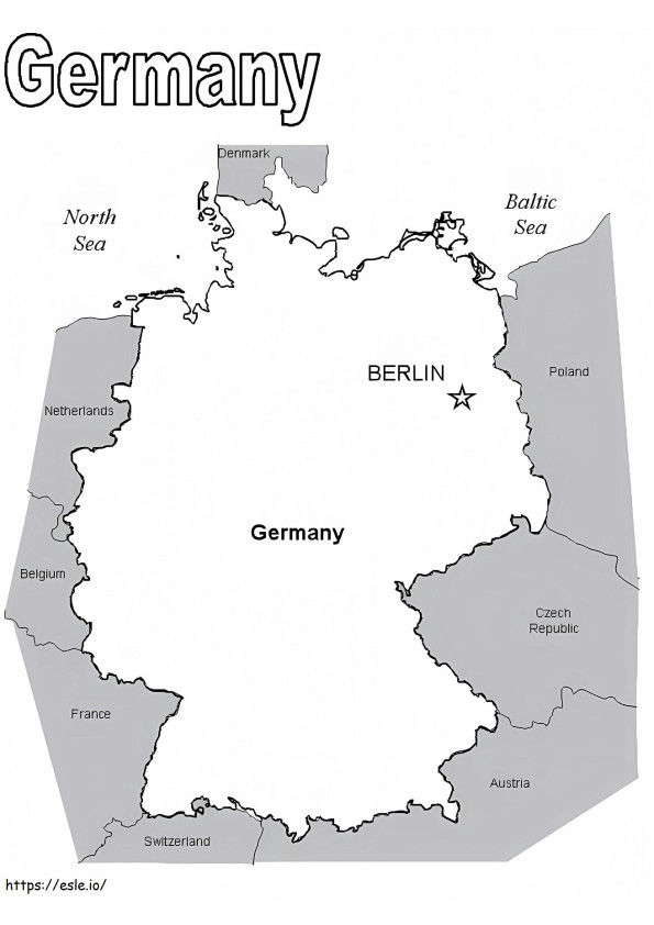 Kolorowanka z mapą Niemiec kolorowanka