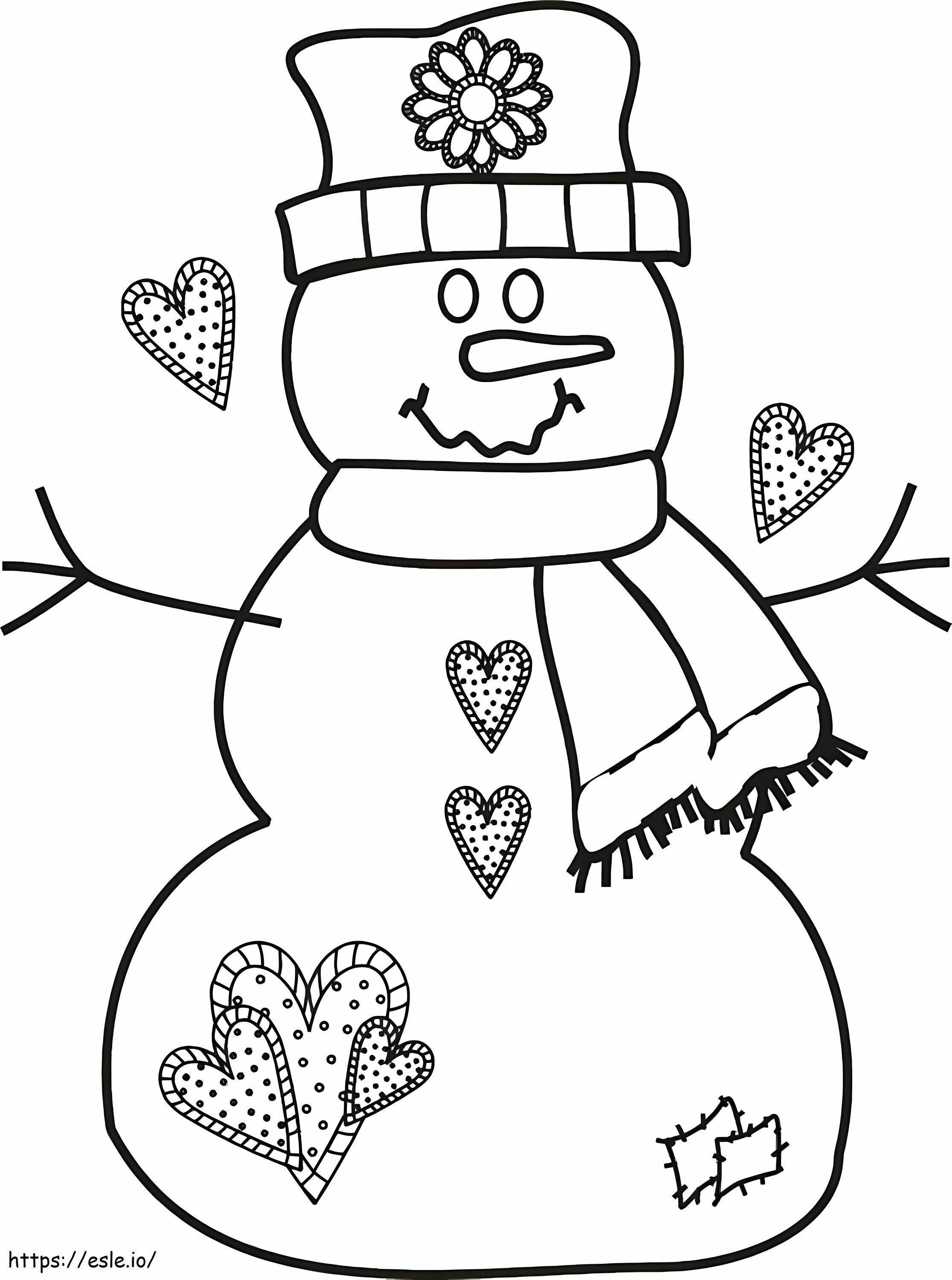 Snowman In Love coloring page