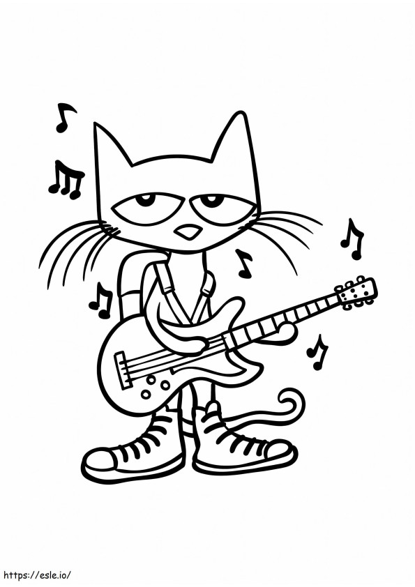 ギターを弾く猫 ぬりえ - 塗り絵