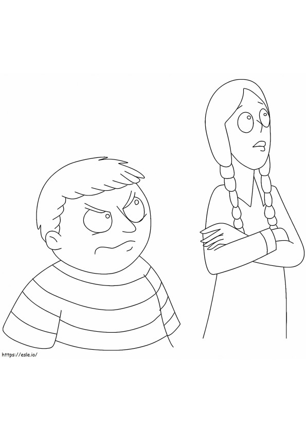 Wednesday And Pugsley Addams coloring page