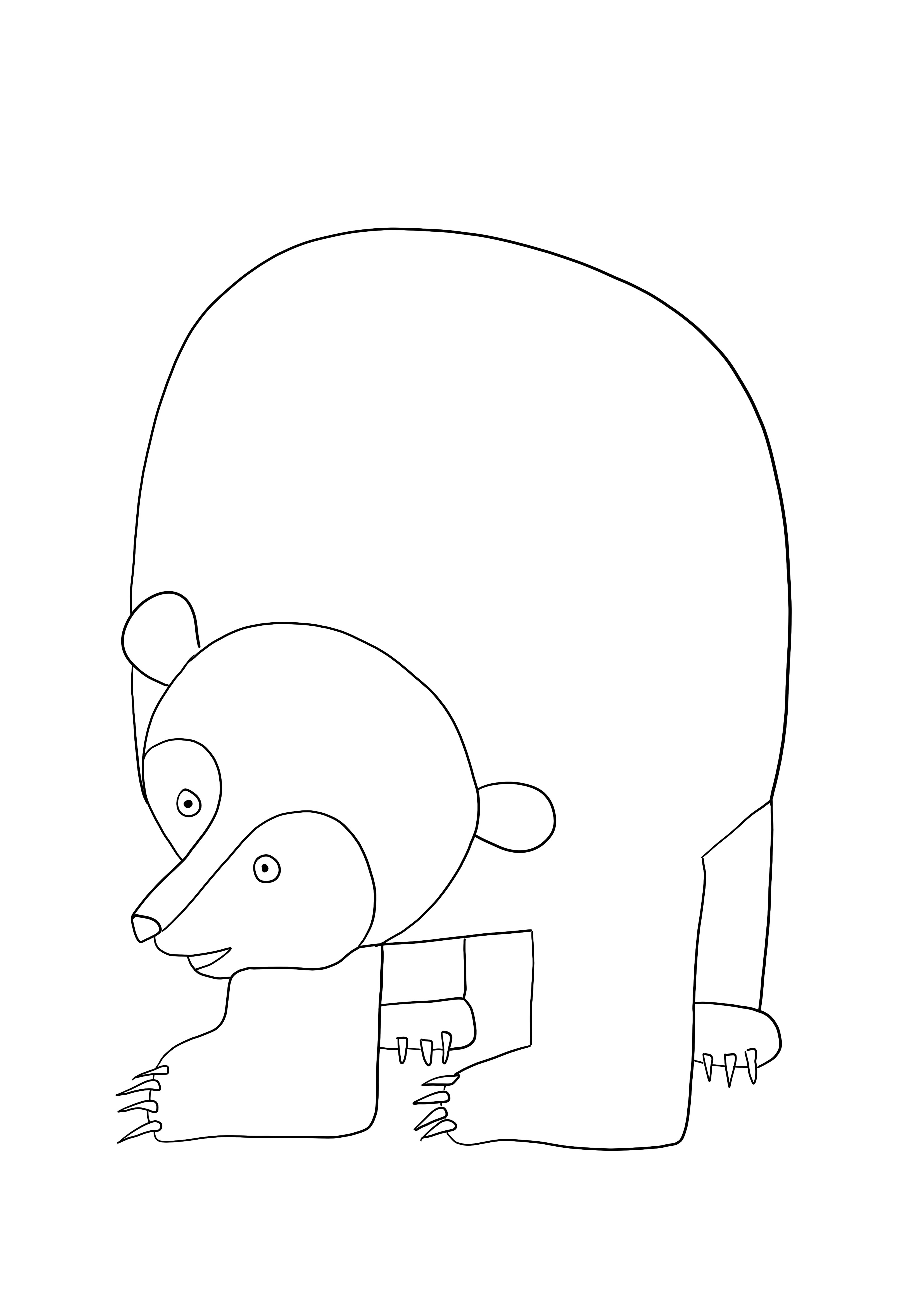 Ursul brun de tipărit gratuit și colorat pentru copii de toate vârstele