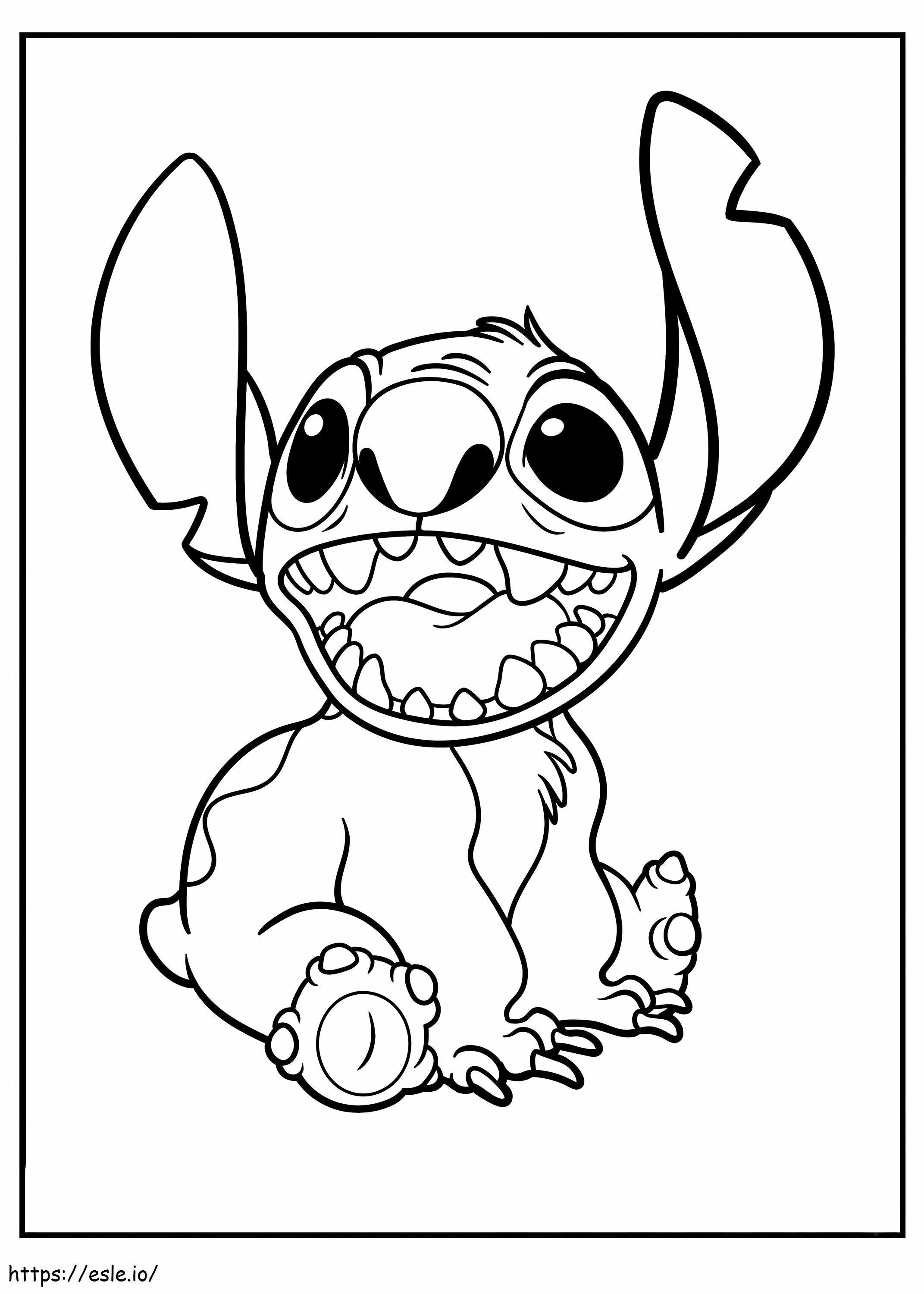 Funny Stitch Sitting coloring page