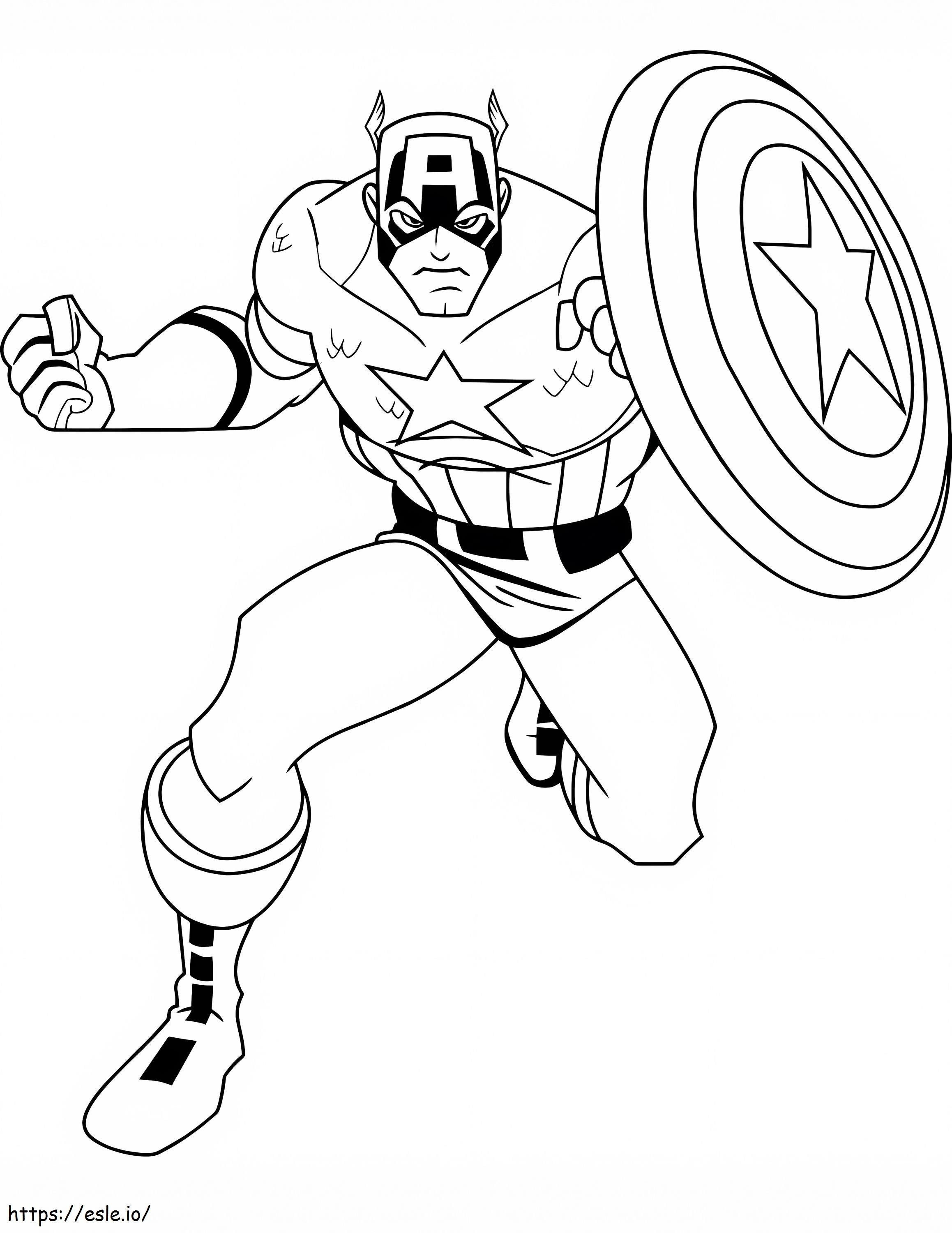 Coloriage Captain America du dessin animé à imprimer dessin