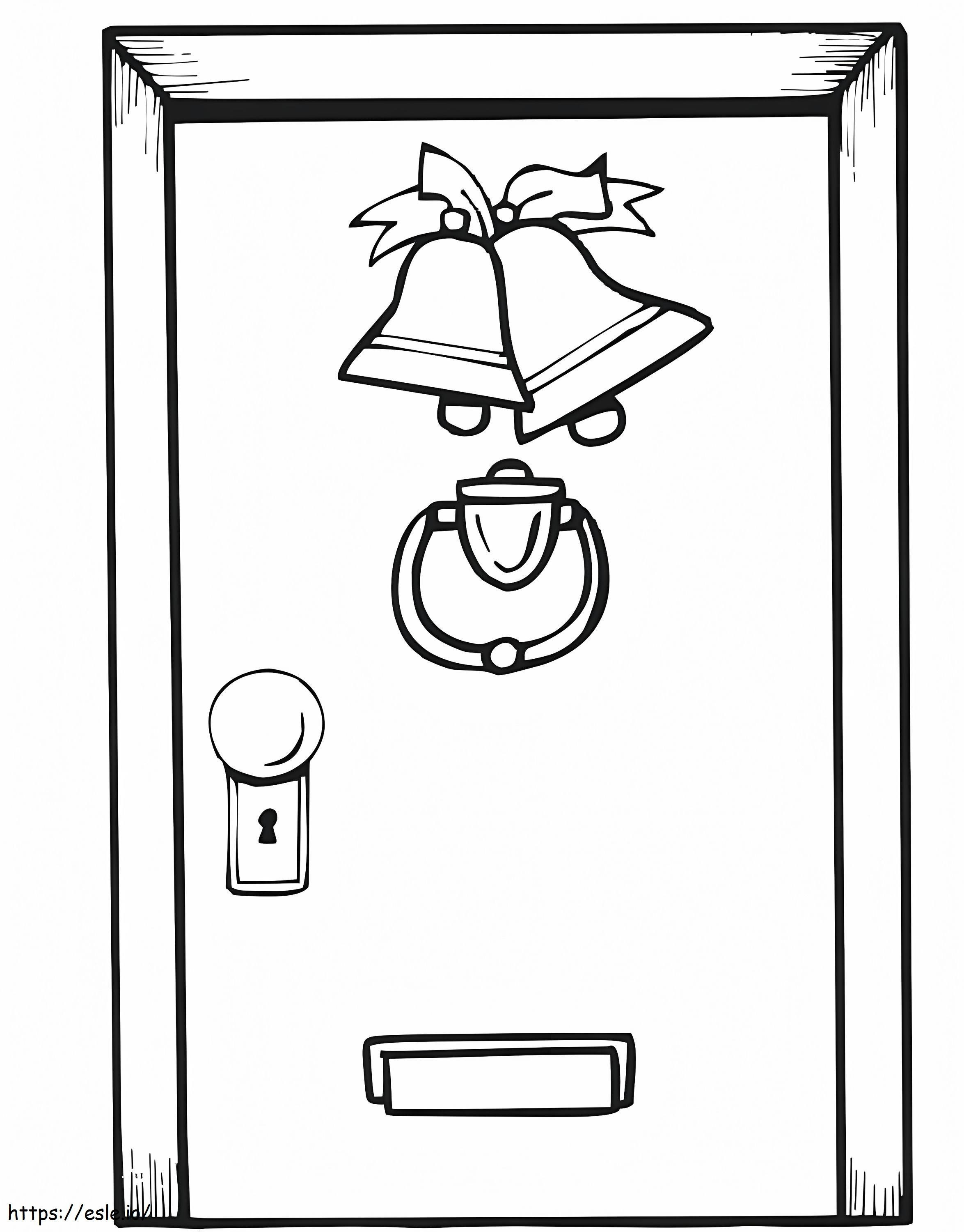 Door With Christmas Bells coloring page