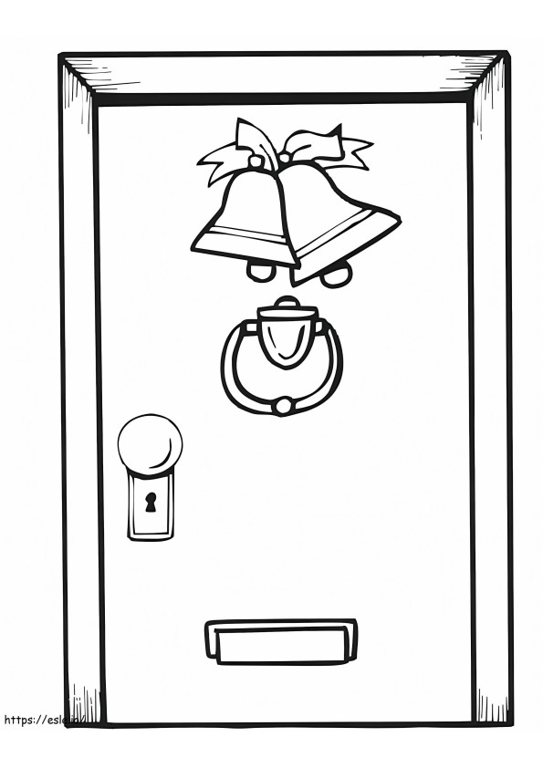 Coloriage Porte avec cloches de Noël à imprimer dessin