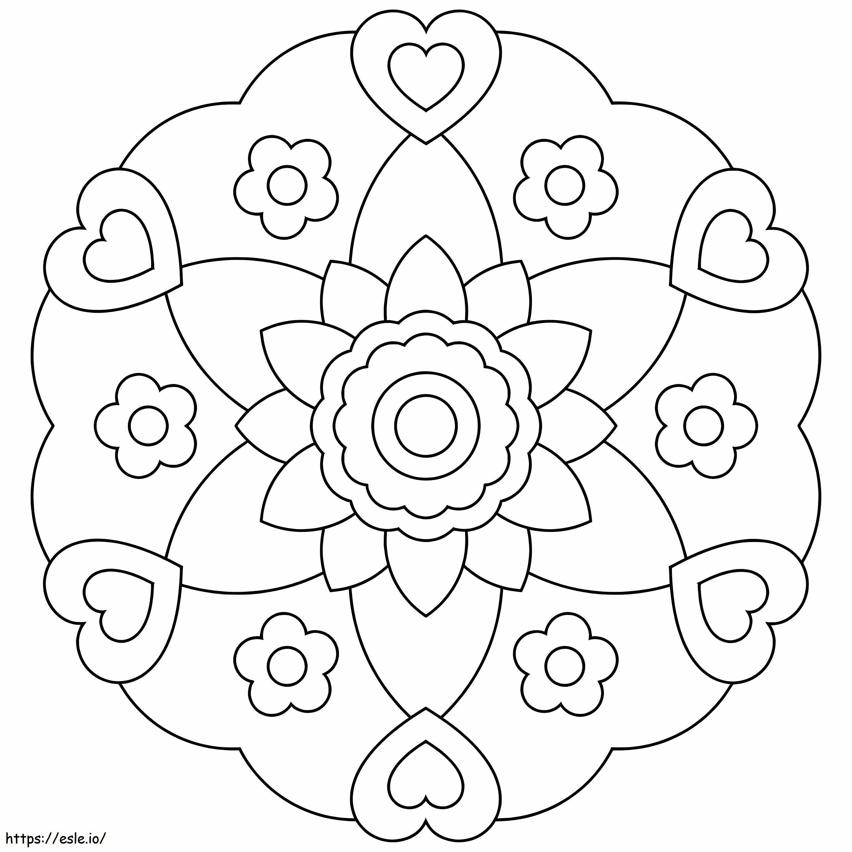 Easy Spring Mandala coloring page