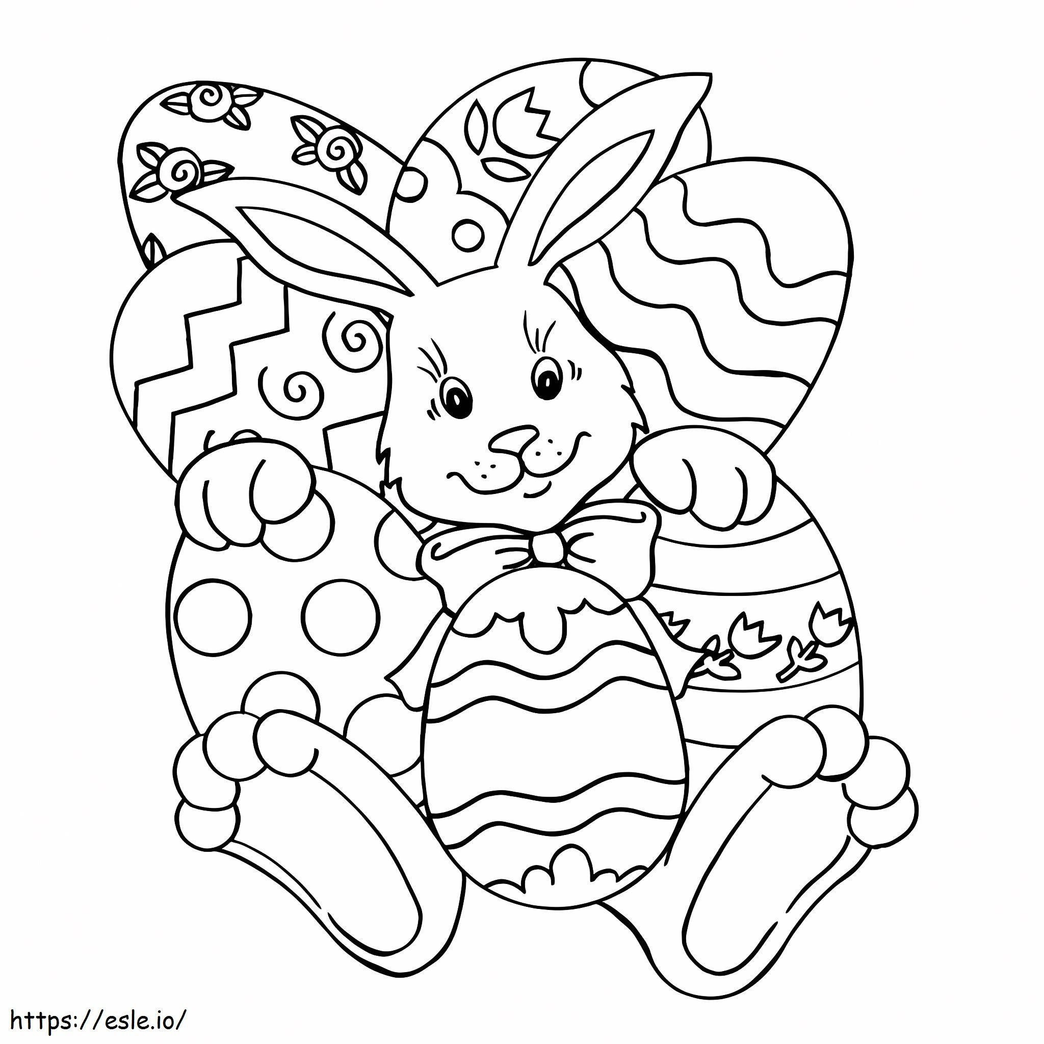 Paskalya yumurtalarıyla yatan tavşan boyama