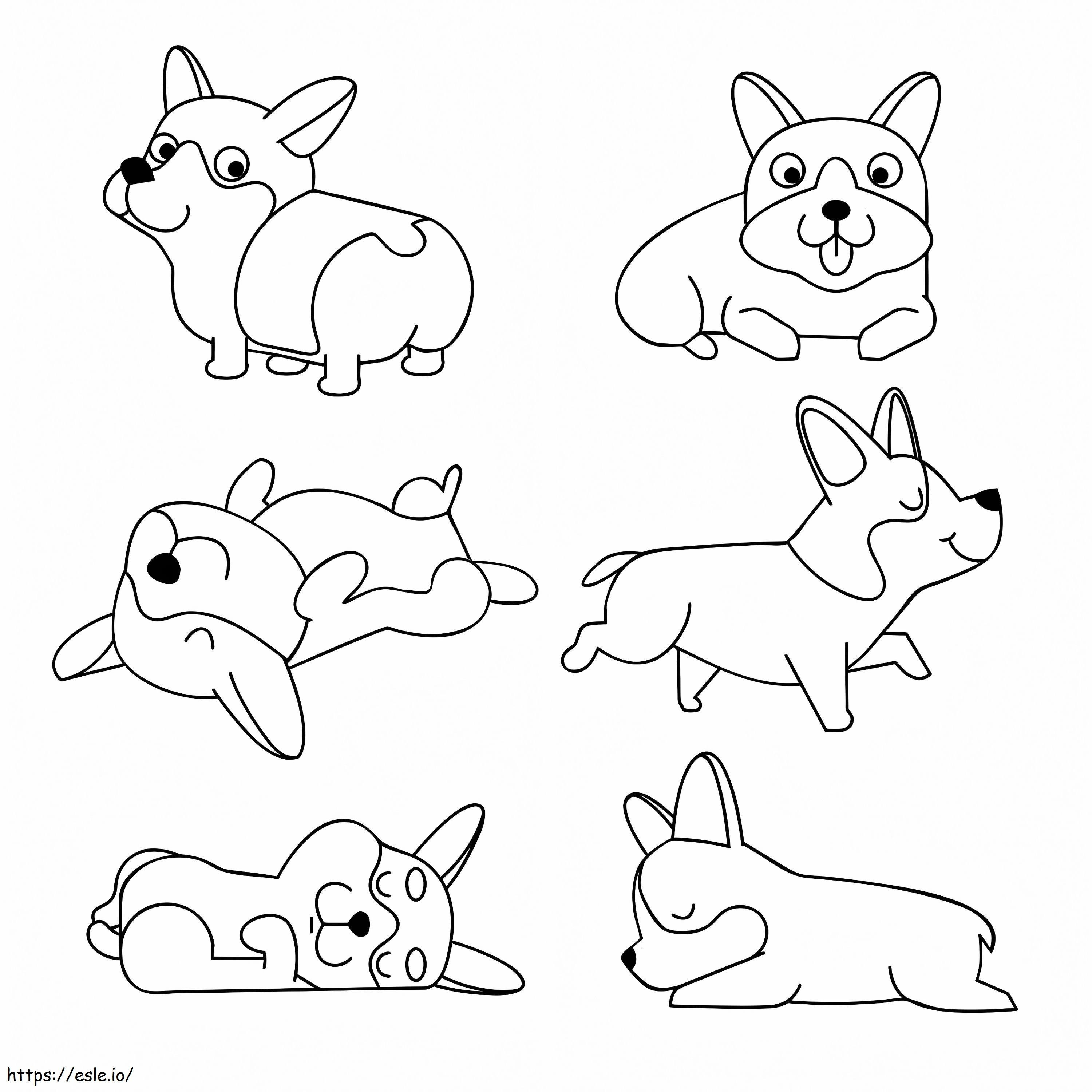Corgi Dogs coloring page