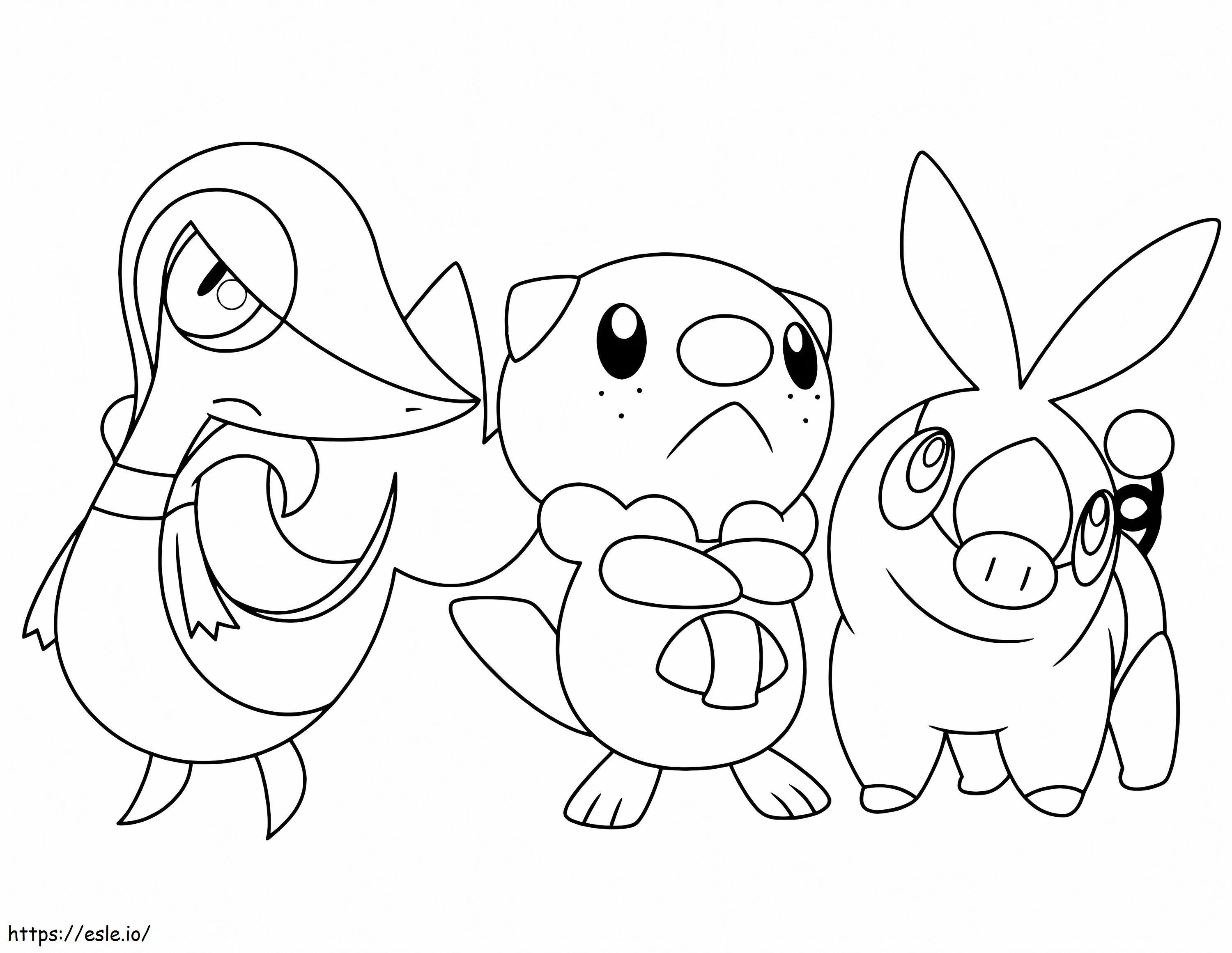 Tepig Oshawott And Snivy Pokemon coloring page