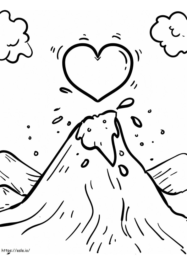 Heart And Volcano coloring page