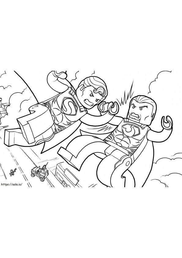 Lego Superman Fighting coloring page