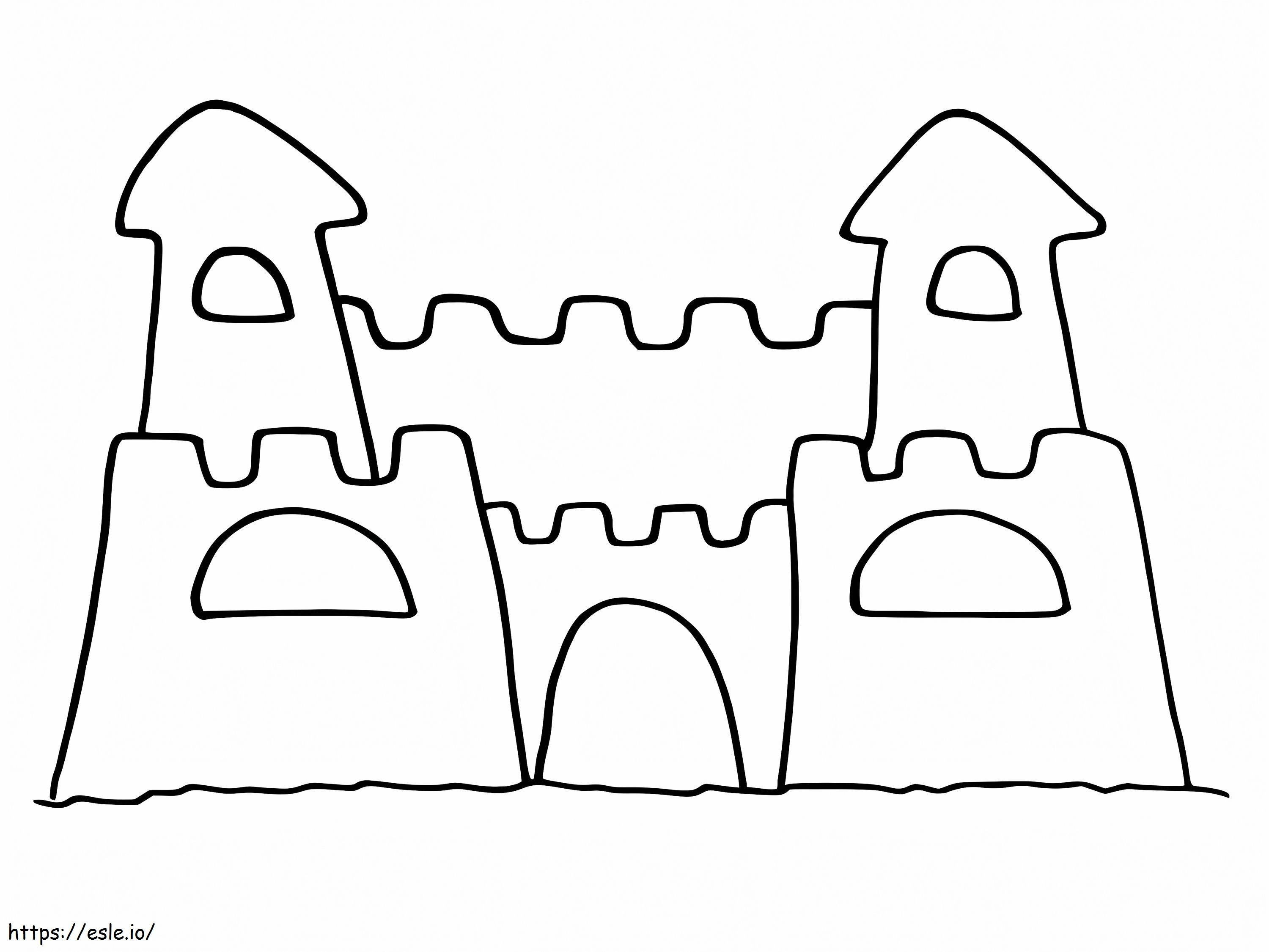 シンプルな砂の城 ぬりえ - 塗り絵