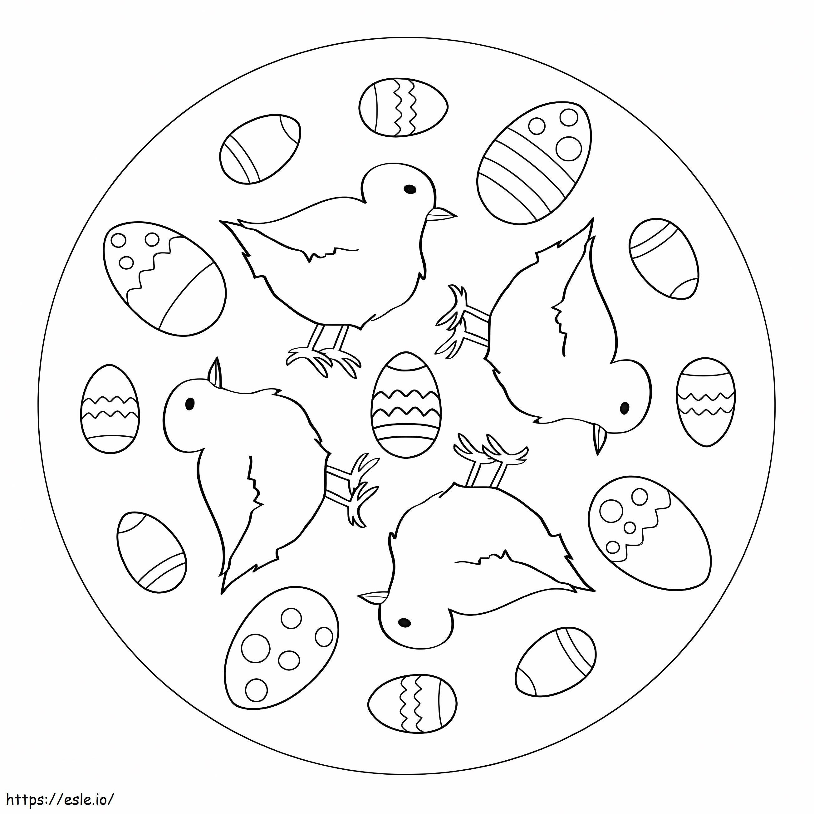 Coloriage Adorable mandala de Pâques à imprimer dessin