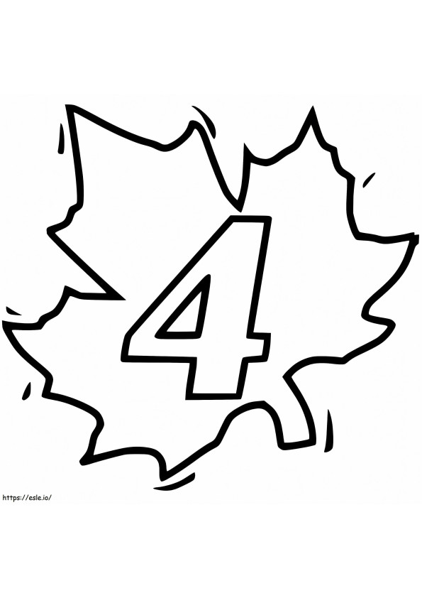 Number 4 In Leaf coloring page