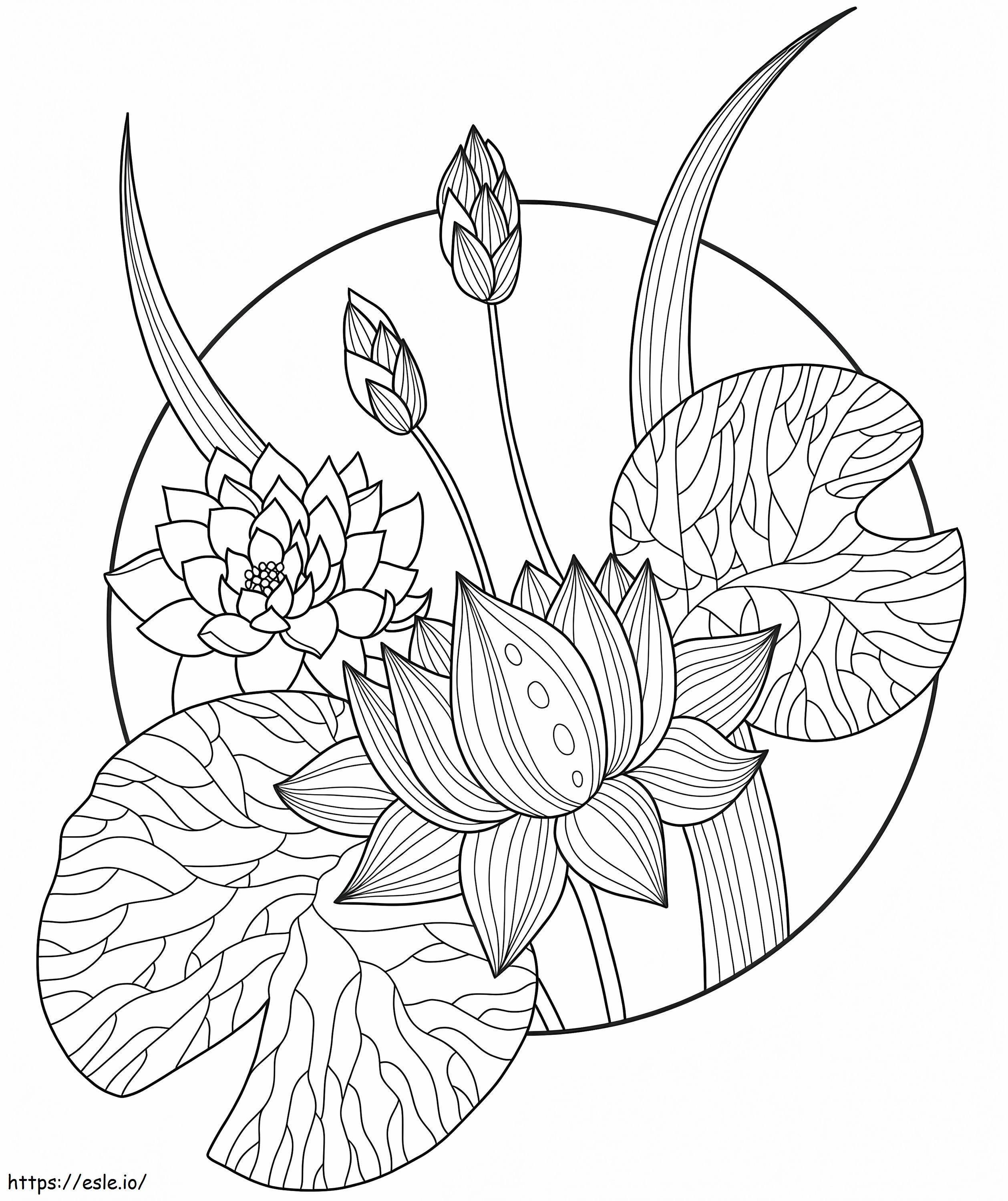 Floare de Lotus gratuită de colorat