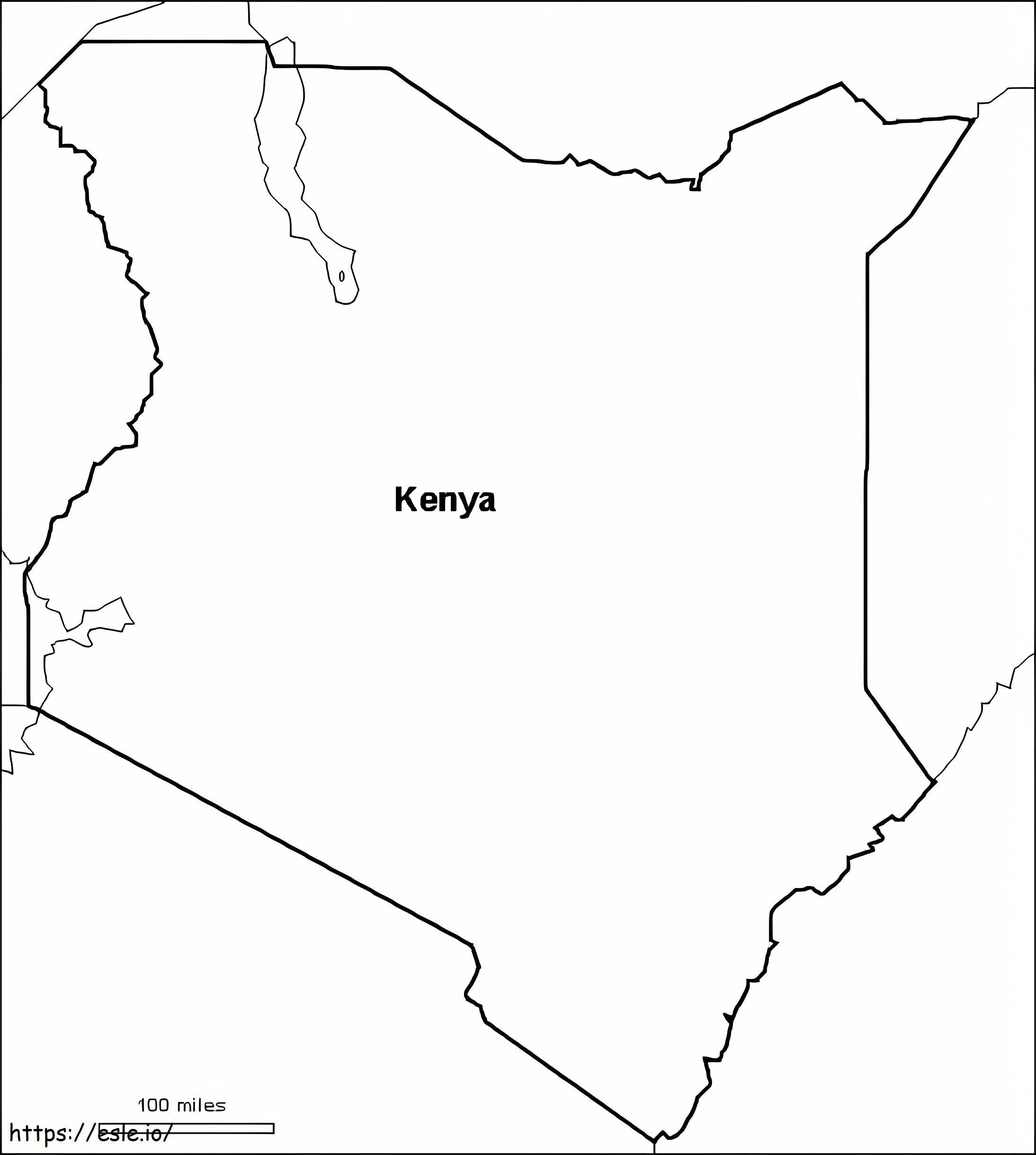 Mapa de Kenia para colorear
