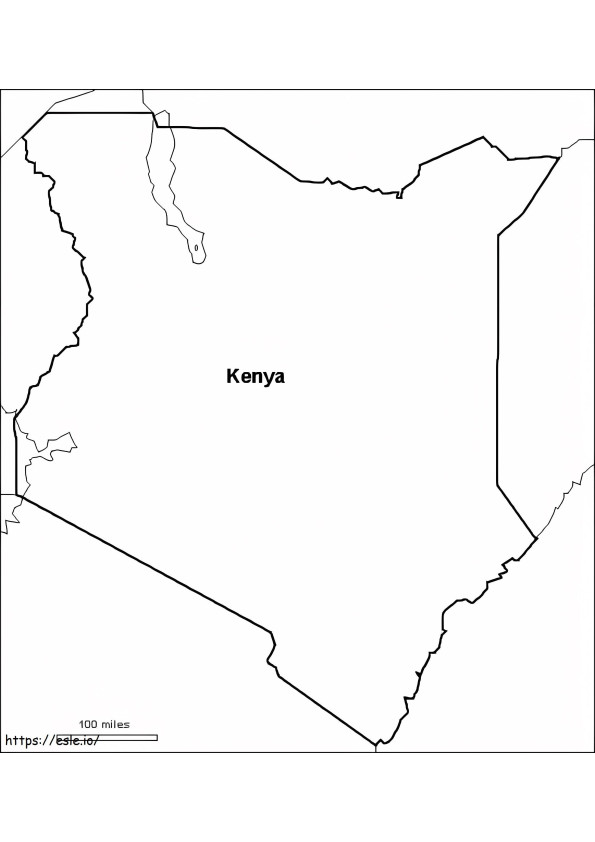 Kenia's kaart kleurplaat