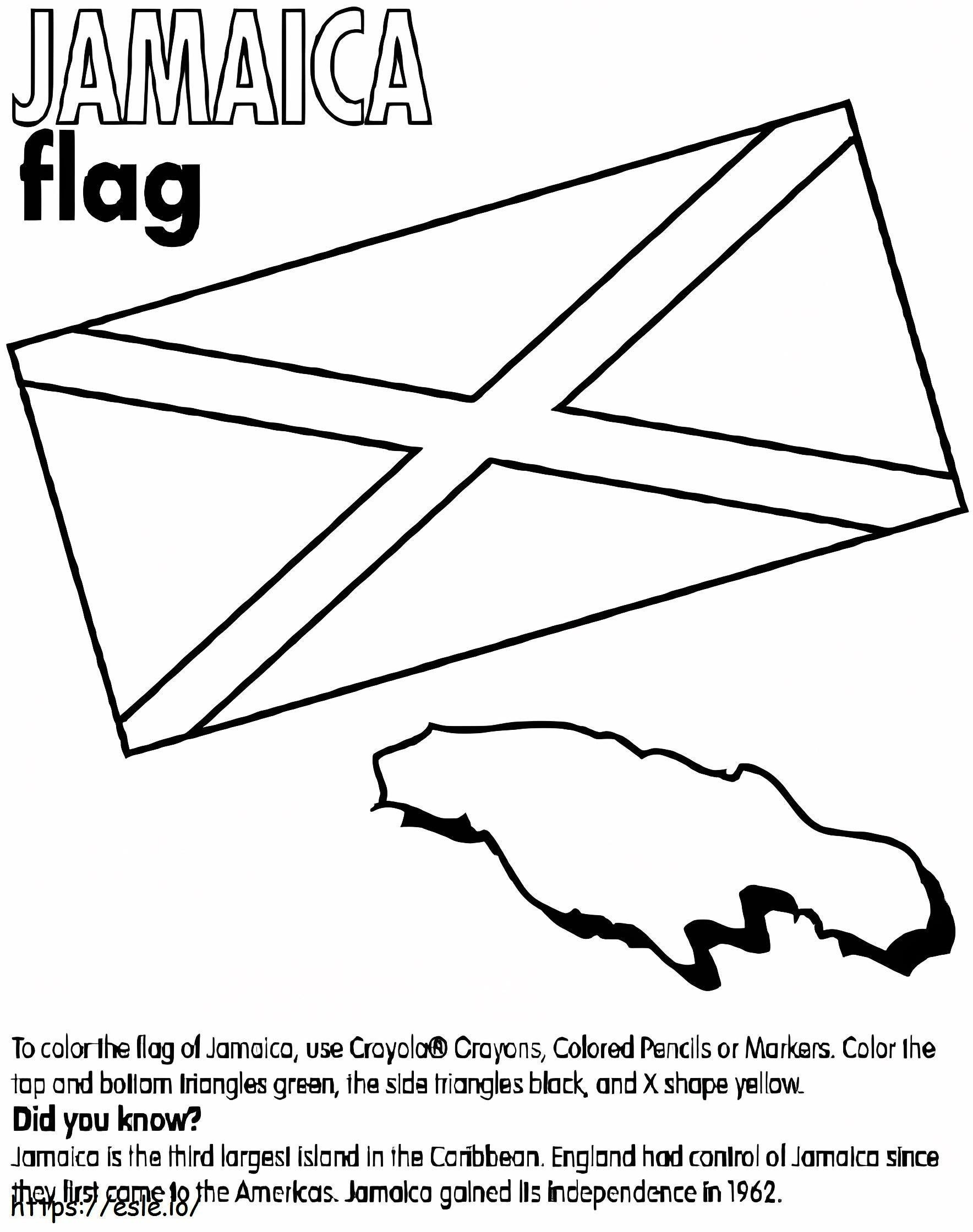 Bandeira e mapa da Jamaica para colorir