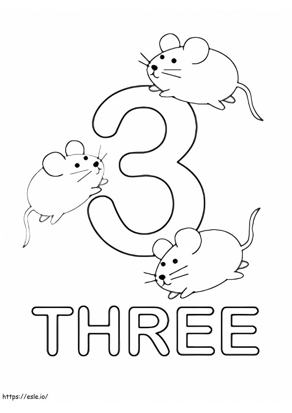 Easy Number 3 coloring page