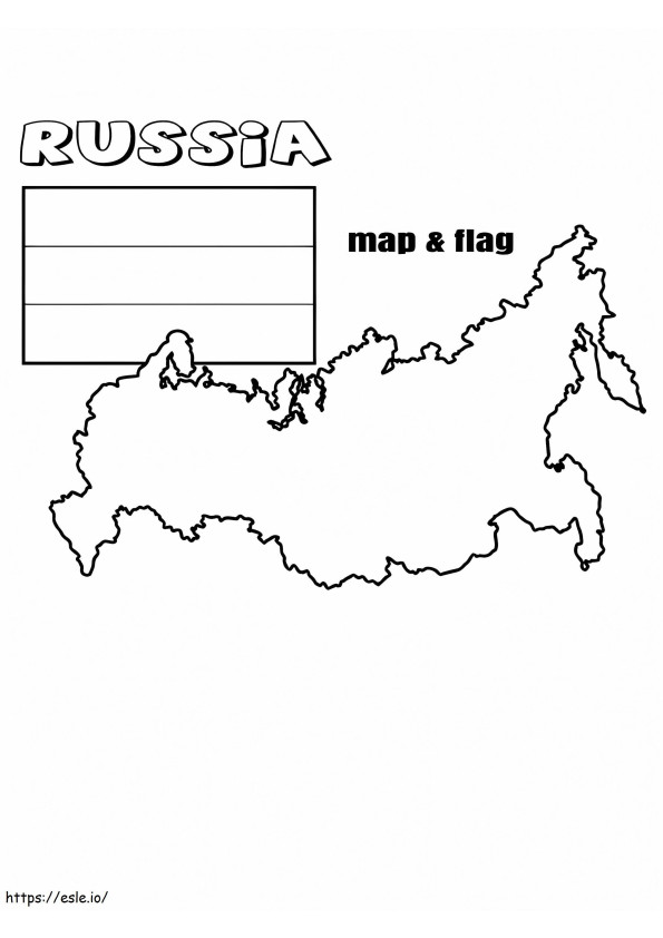 Bandera y mapa de Rusia para colorear