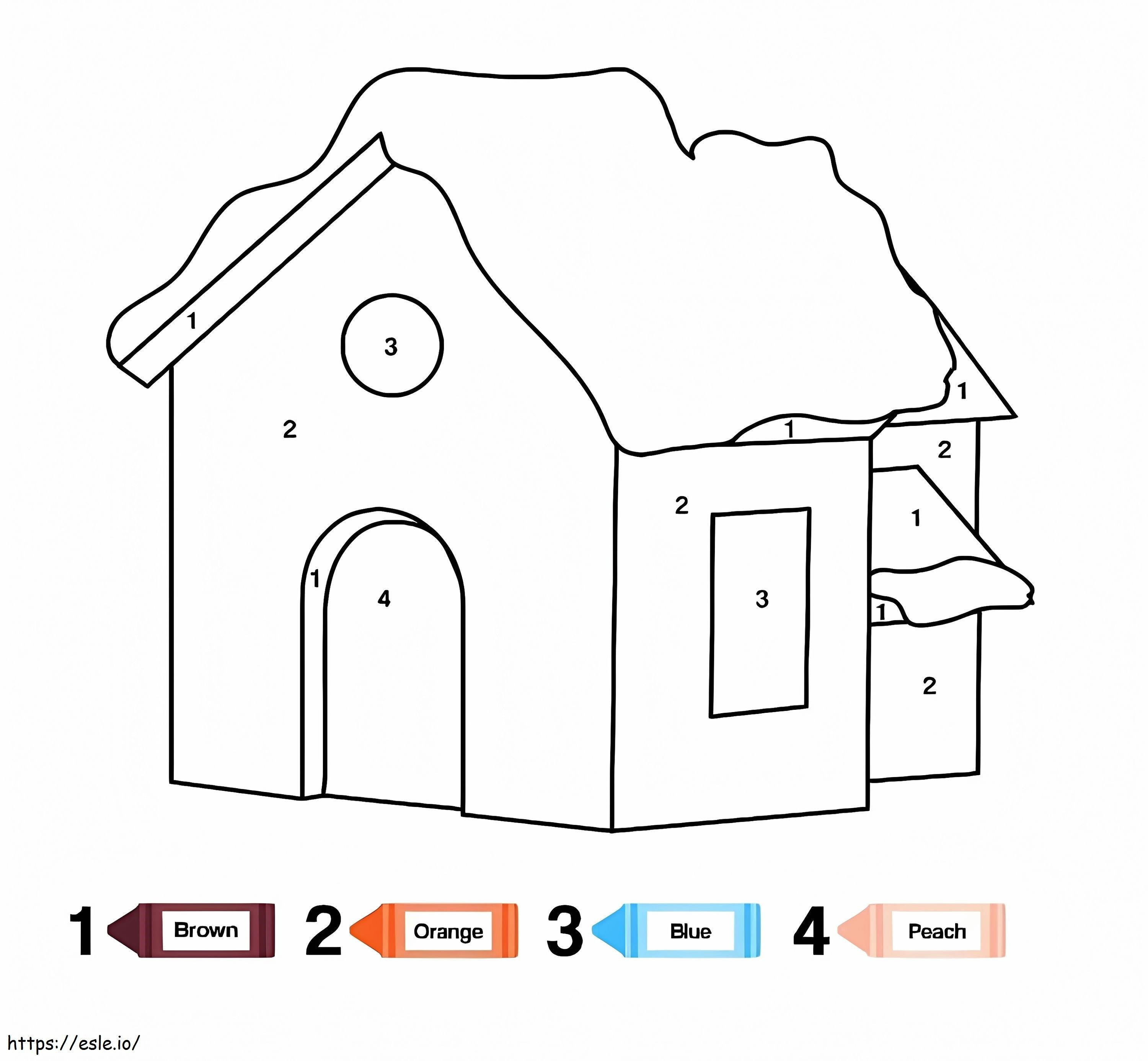 A House Color By Number coloring page