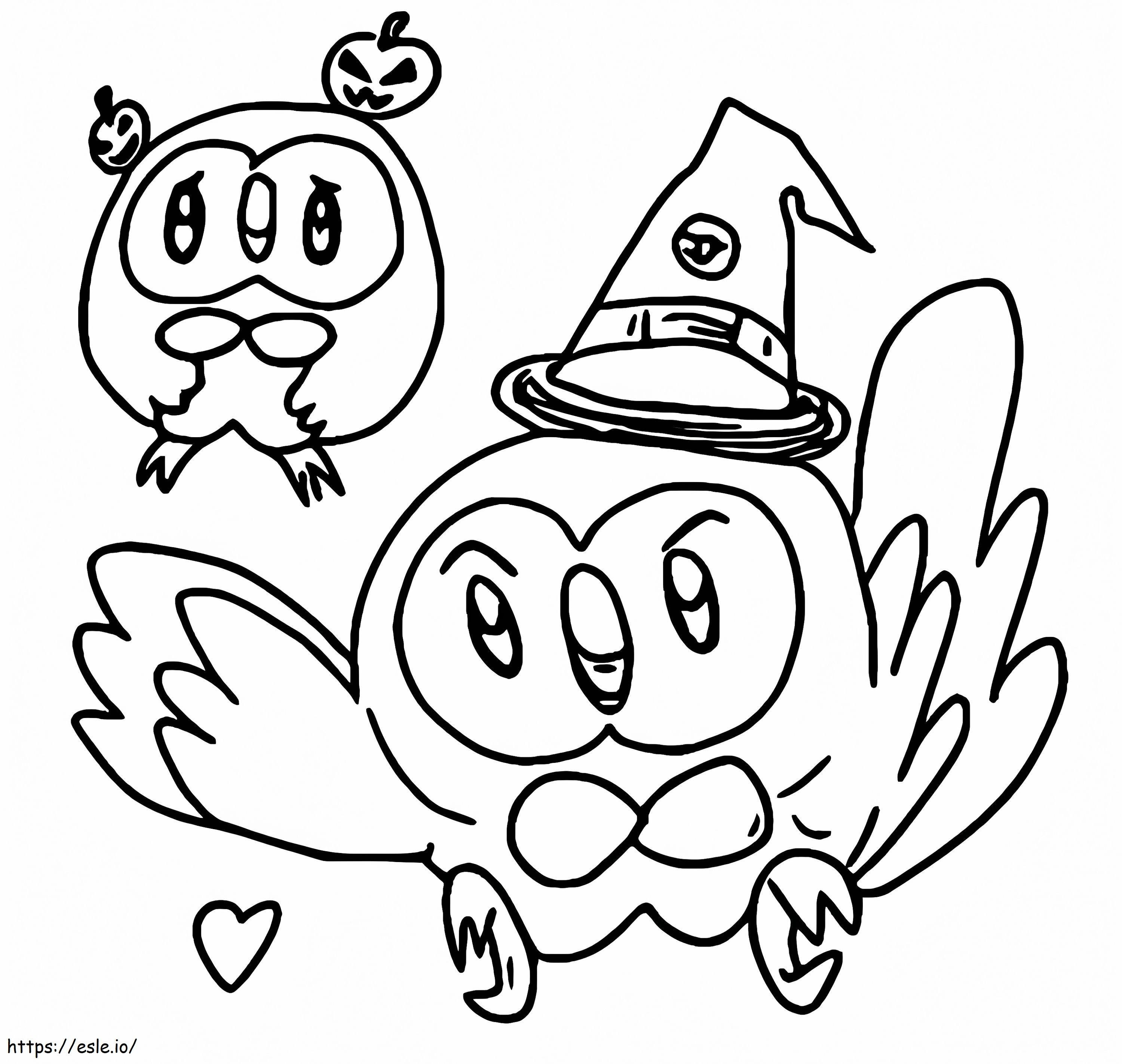 Halloween Rowlet coloring page