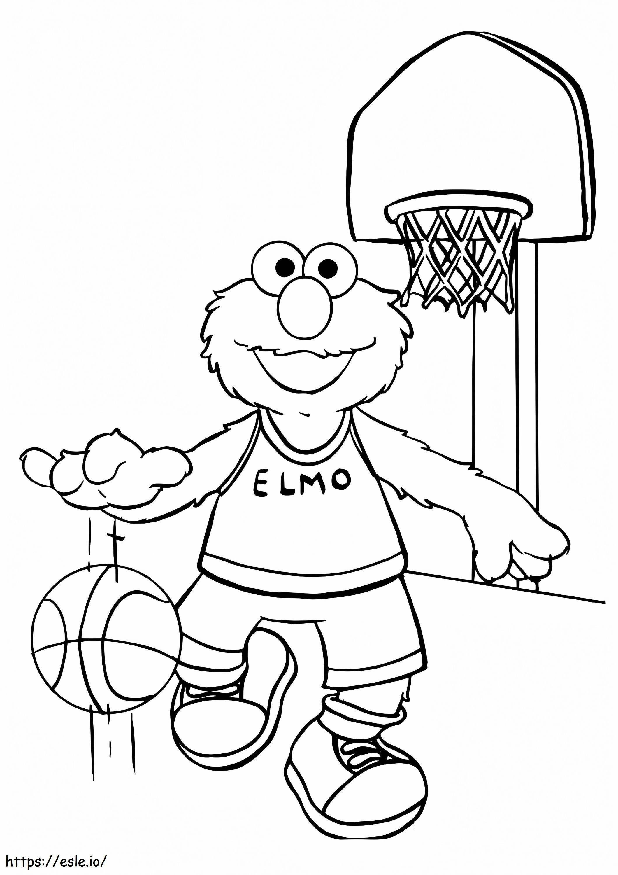 1526906143 Elmo bawi się szczęśliwie piłką do koszykówki A4 kolorowanka
