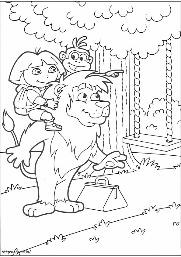 Dora Boots With Lion coloring page