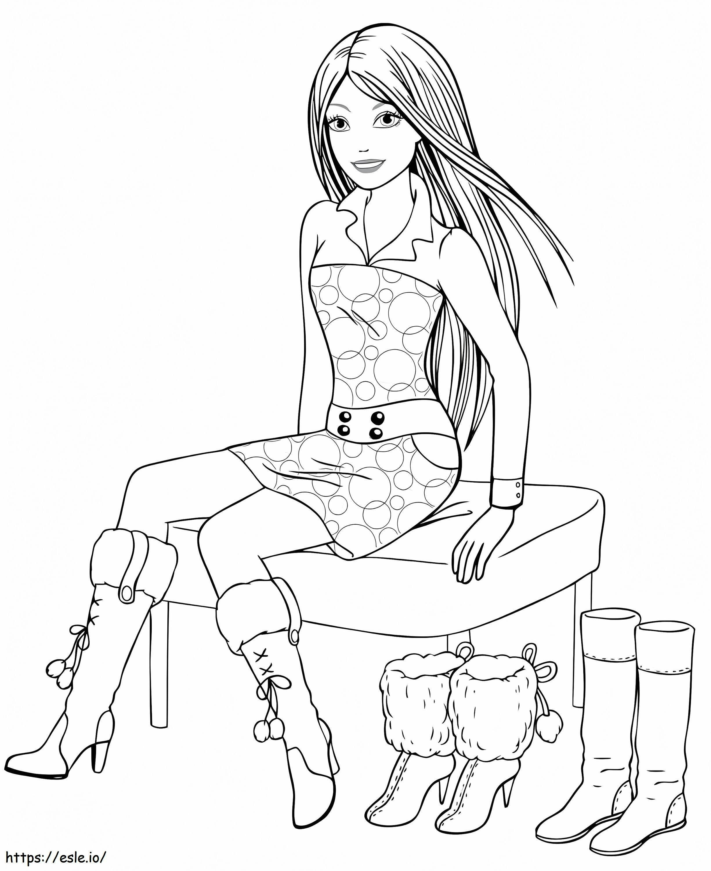 Girl With Three Shoes coloring page